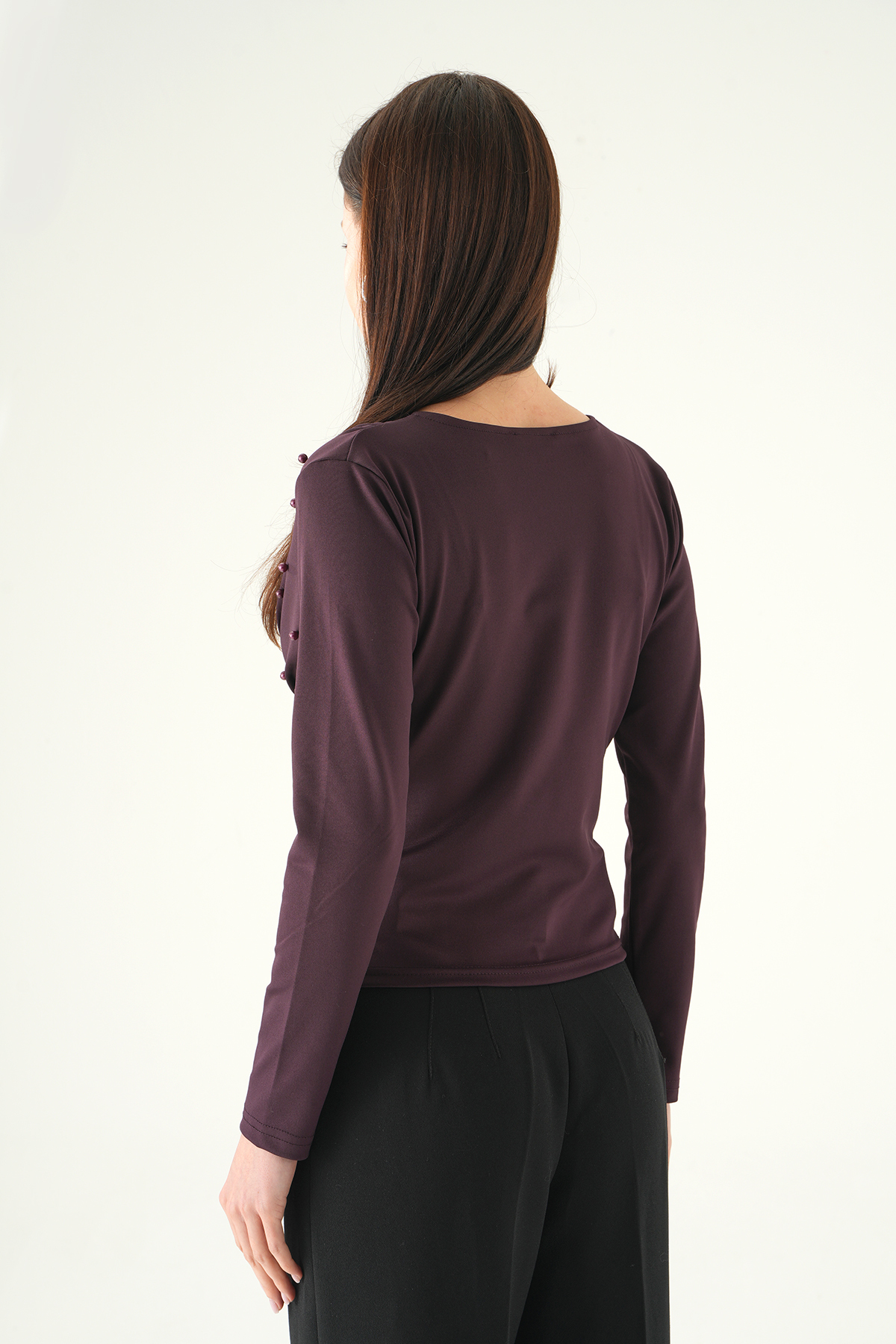 Mürdüm V Yaka Ön İncili Bluz 8391A - 5