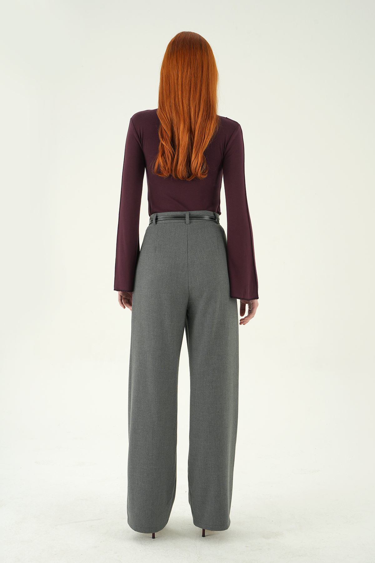 Antrasit Ön Pileli Kemerli Pantolon 8399A - 5