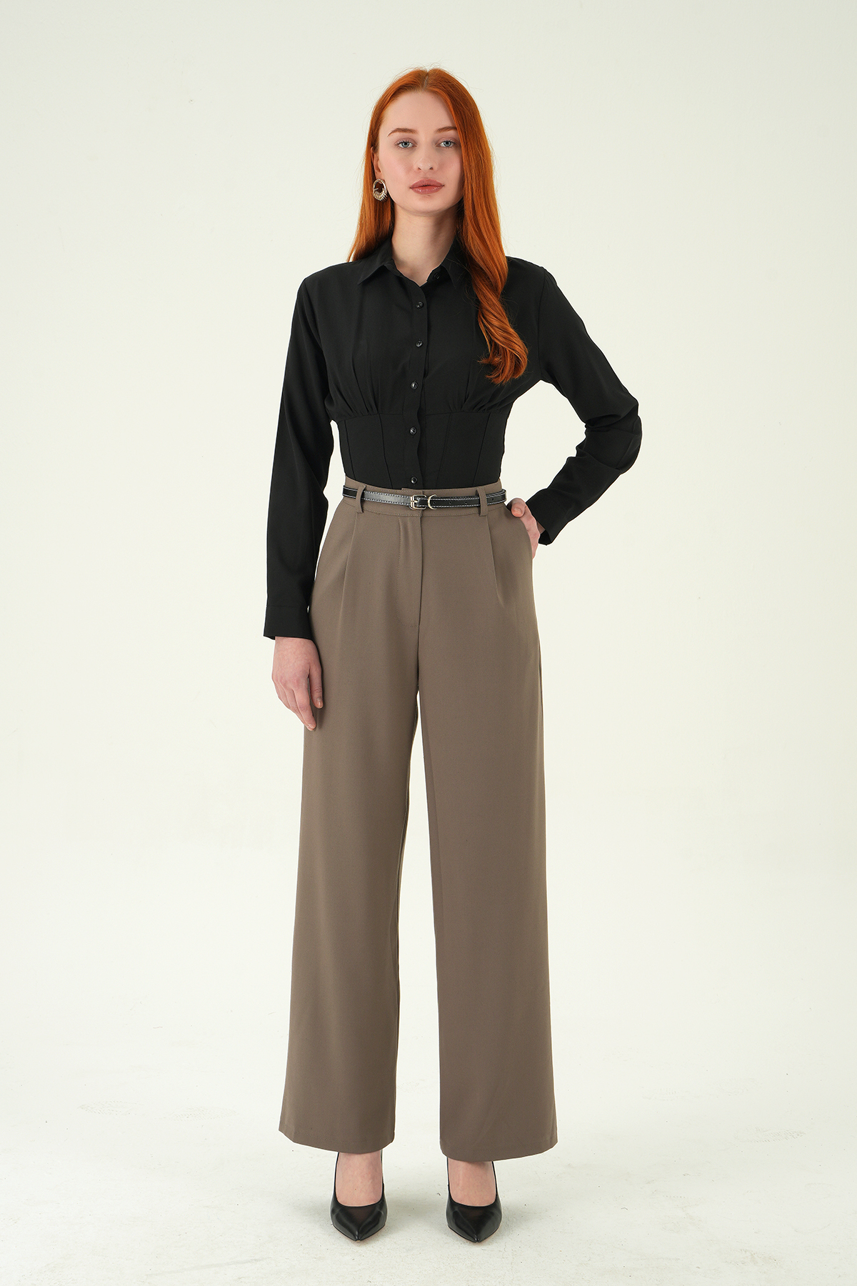 Vizon Ön Pileli Kemerli Pantolon 8399A - 2