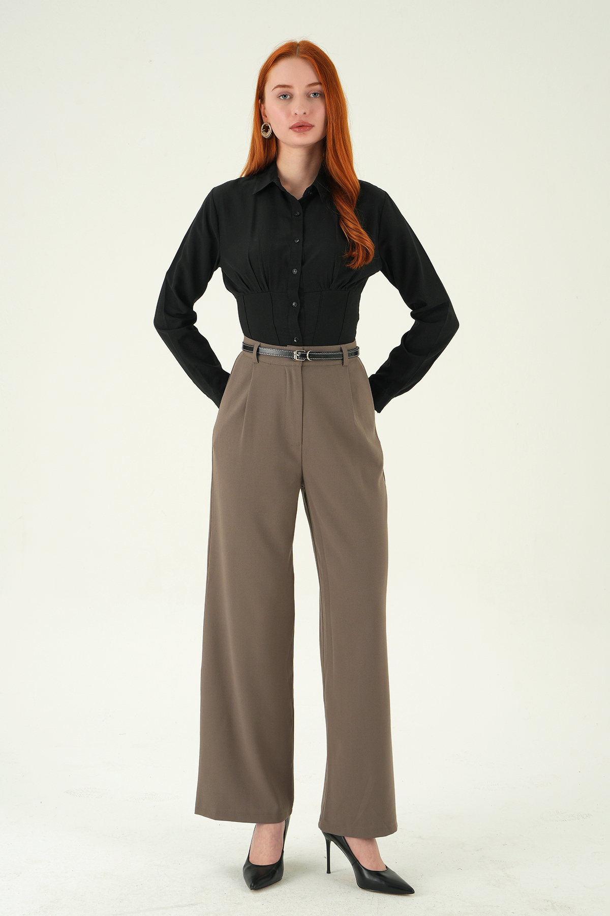 Vizon Ön Pileli Kemerli Pantolon 8399A - 3