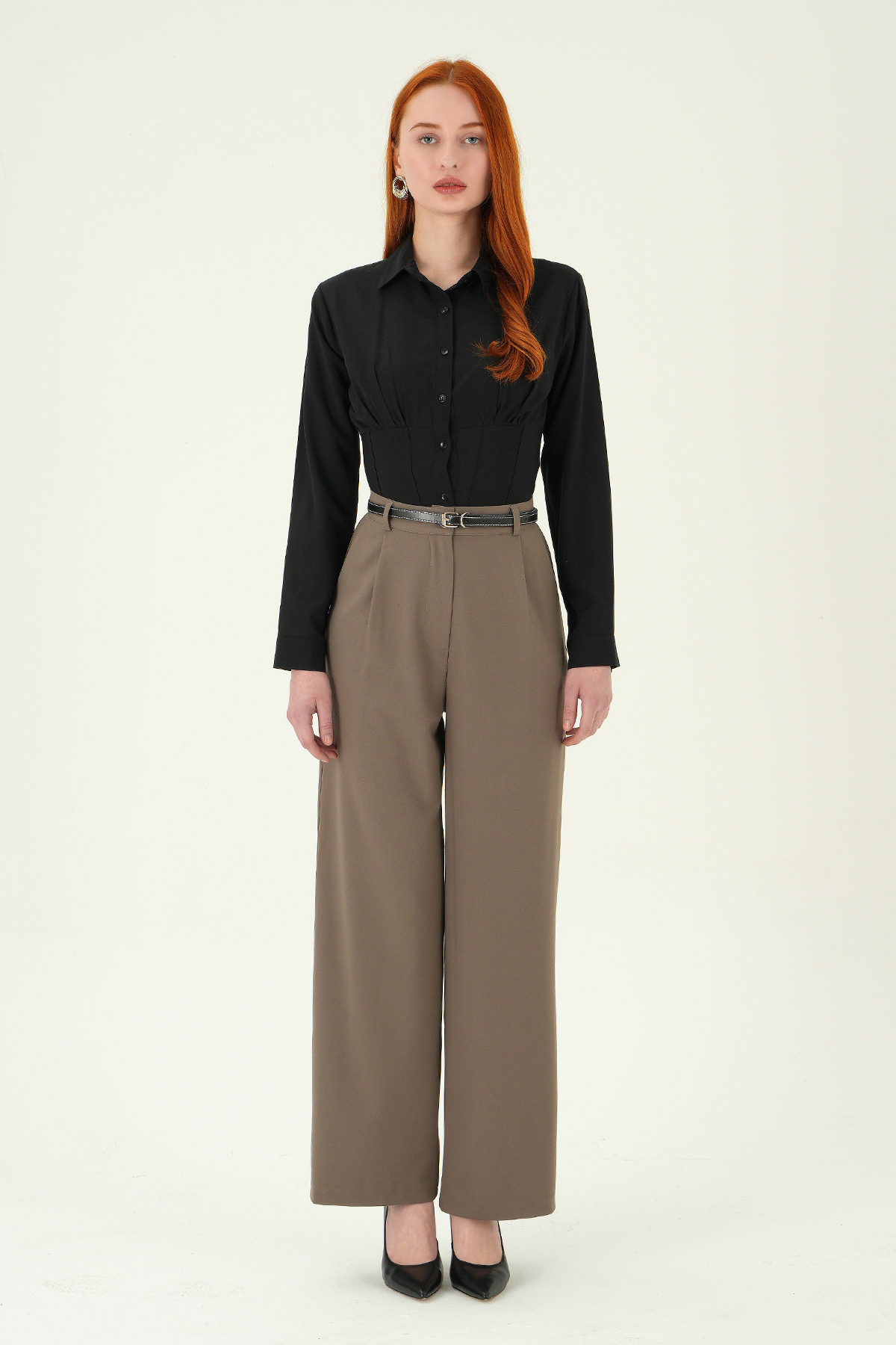 Vizon Ön Pileli Kemerli Pantolon 8399A - 6