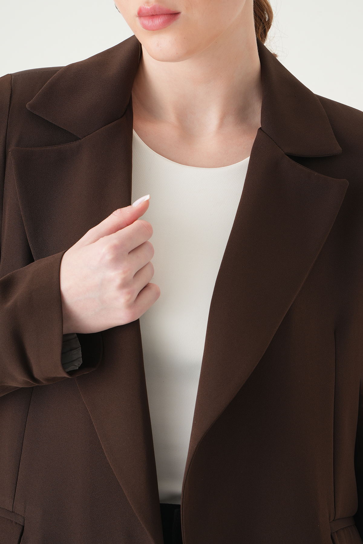 Kahve Astarlı Çizgili Ceket 8403A - 4