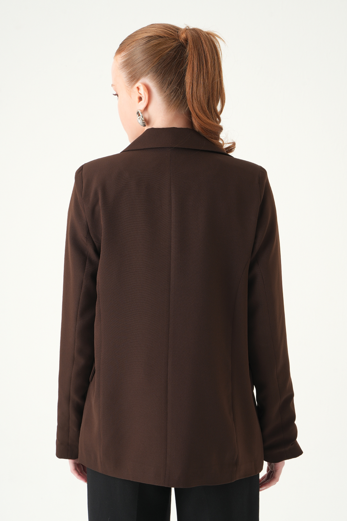 Kahve Astarlı Çizgili Ceket 8403A - 5