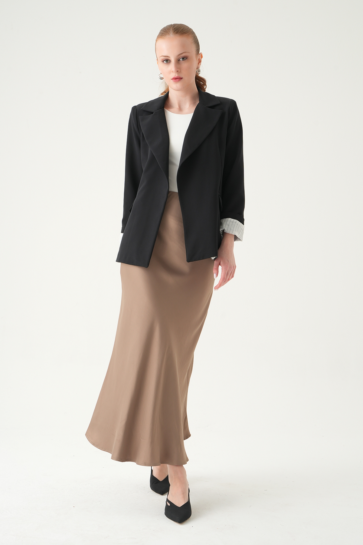 Siyah Astarlı Çizgili Ceket 8403A - 3