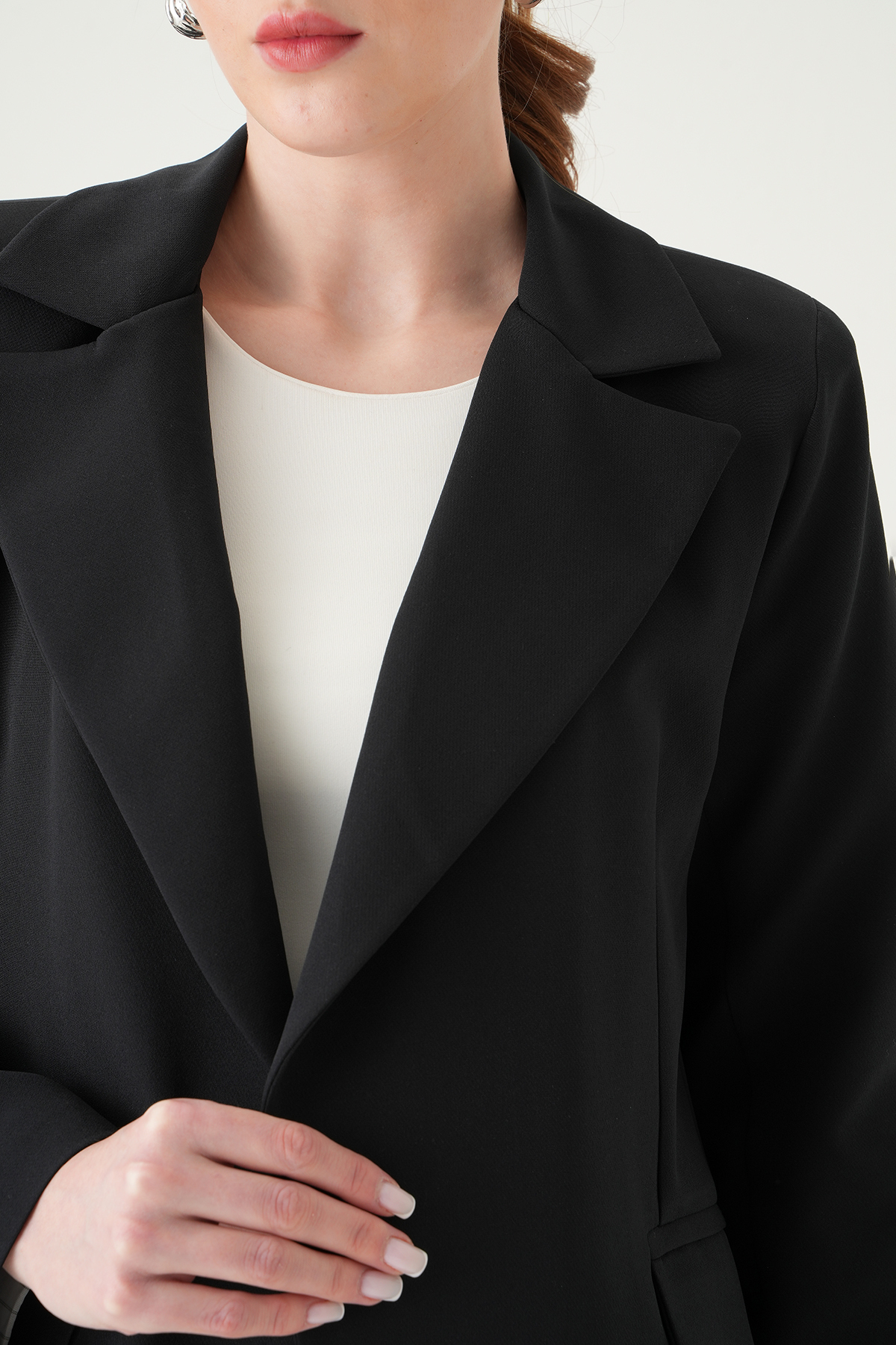 Siyah Astarlı Çizgili Ceket 8403A - 4