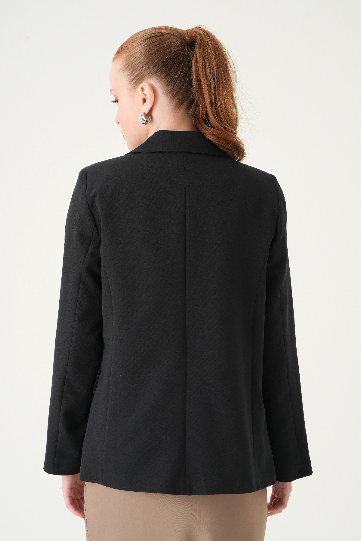 Siyah Astarlı Çizgili Ceket 8403A - 5