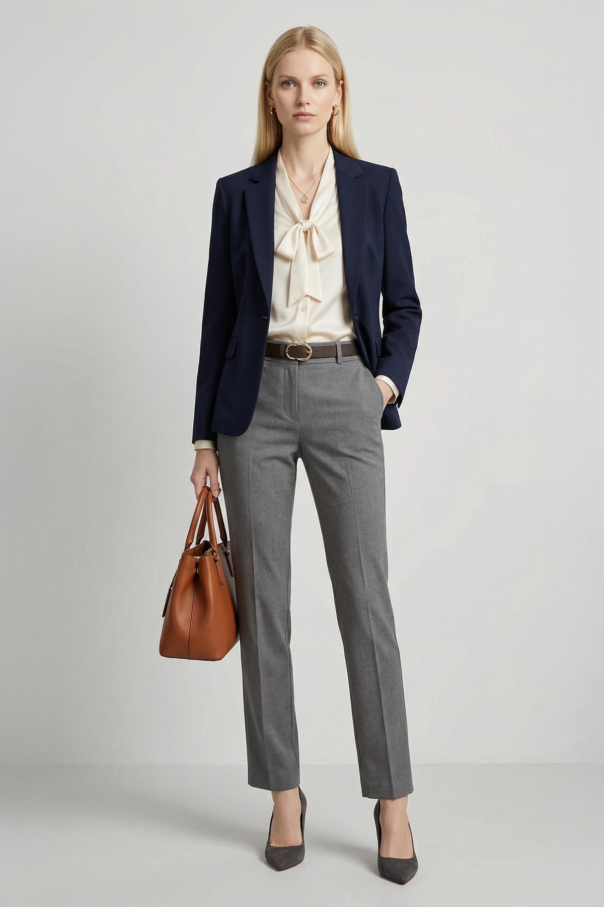 8404A Bel V Kesim Kemerli Pantolon Antrasit - 1