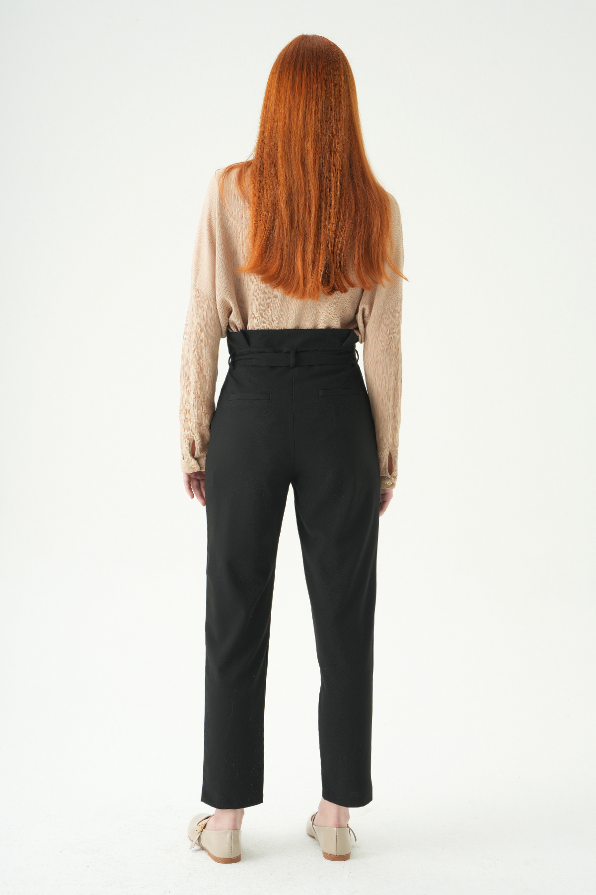 8407A Çift Düğmeli Kuşaklı Pantolon Siyah - 5