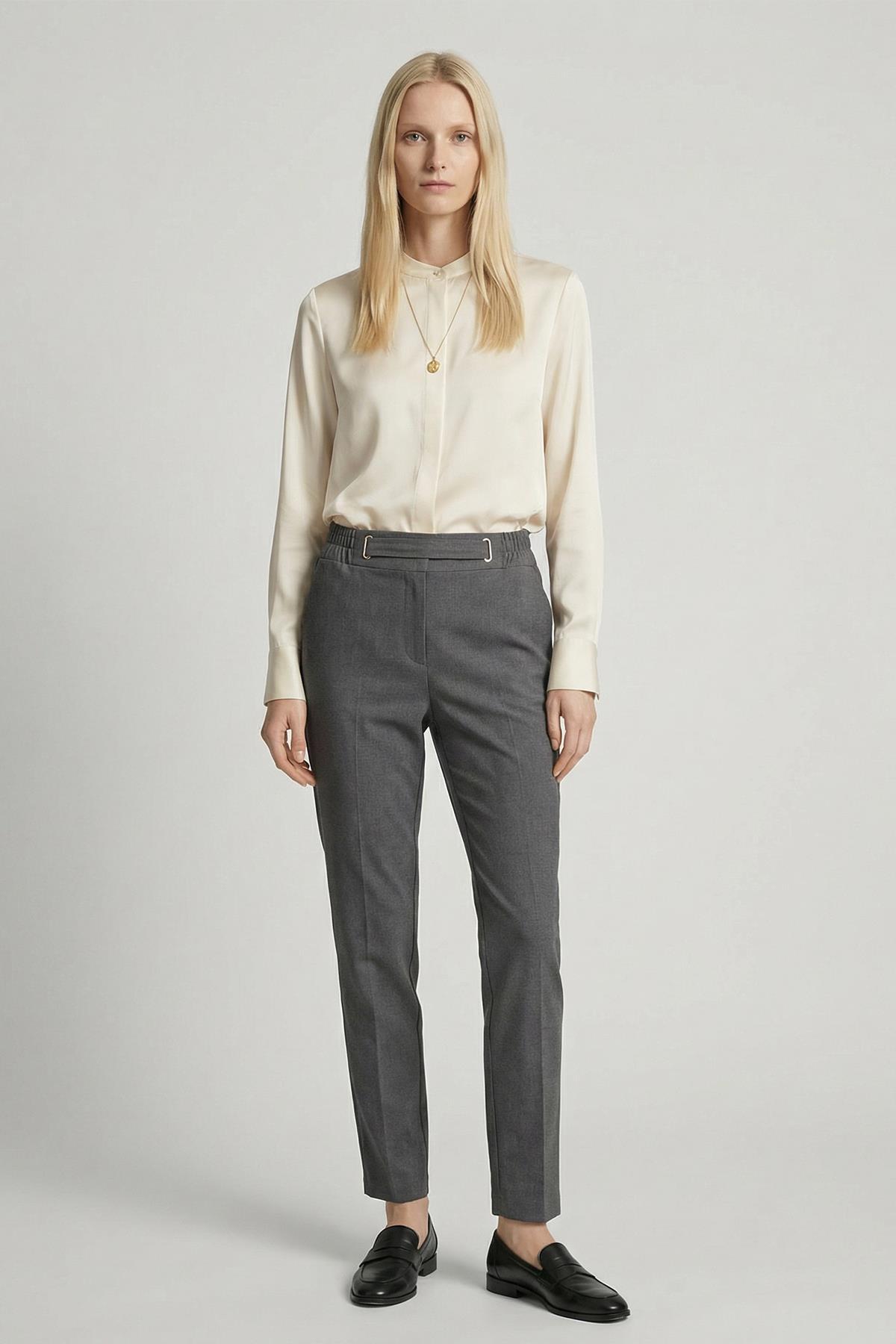 Antrasit Bel Lastikli Kemerli Pantolon 8409A 