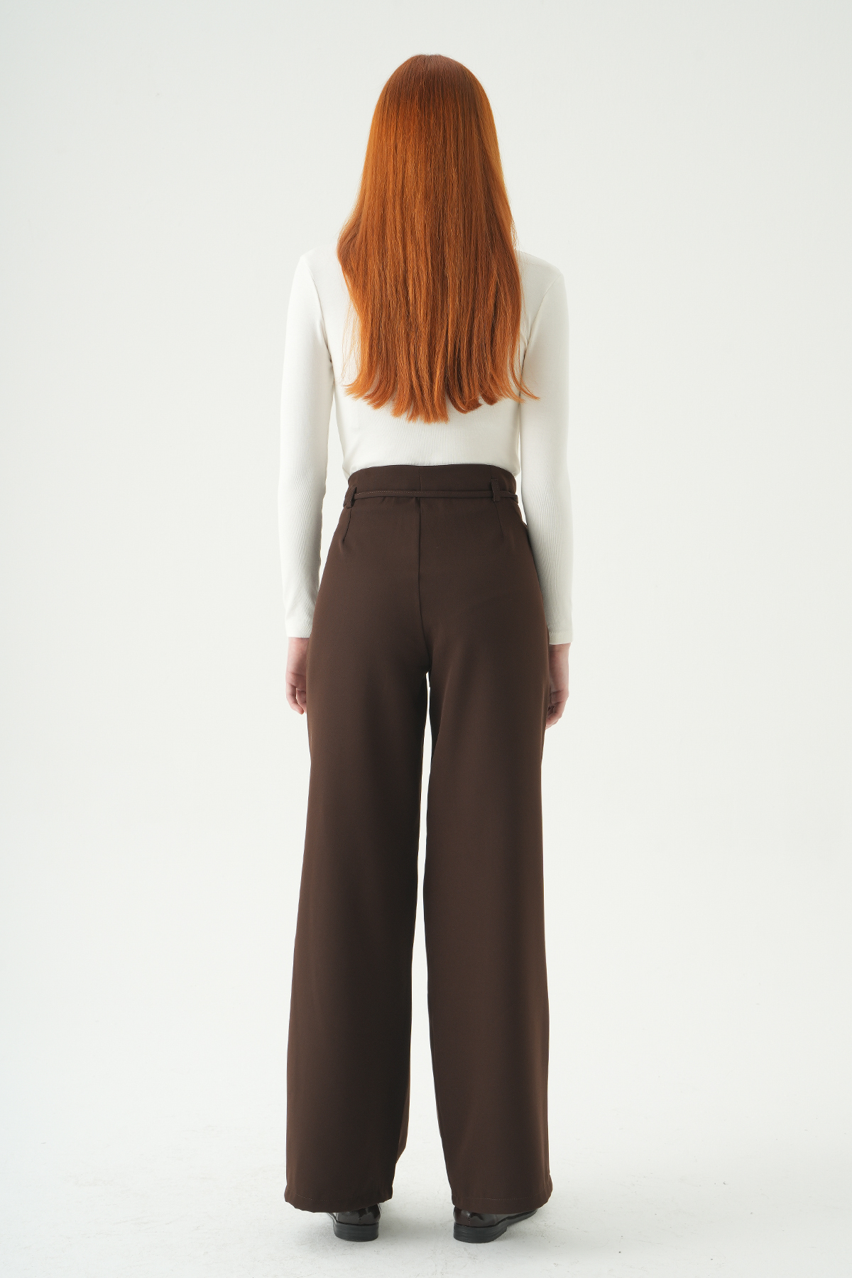 Acı Kahve Bağcıklı Palazzo Pantolon 8411A - 5
