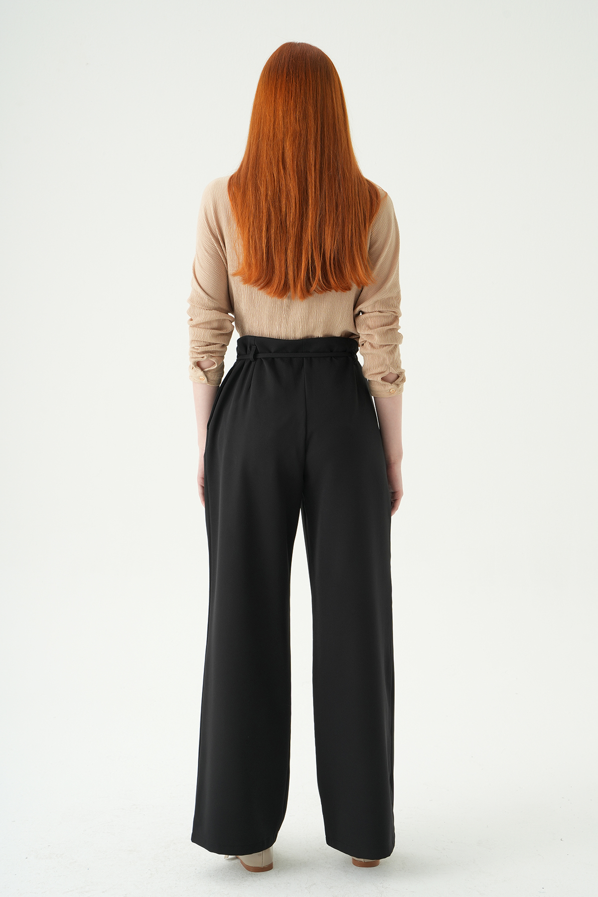 Siyah Bağcıklı Palazzo Pantolon 8411A - 5