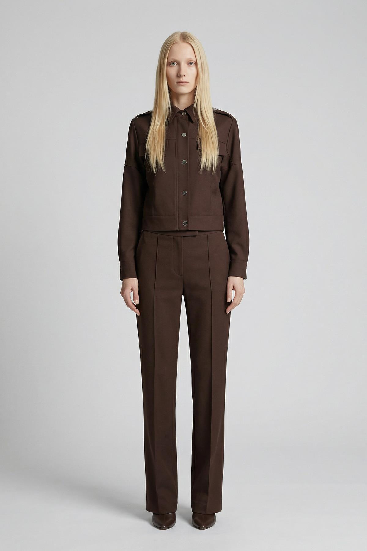 8412A Çıt Çıtlı Ceket Pantolon Takım Kahve - 1