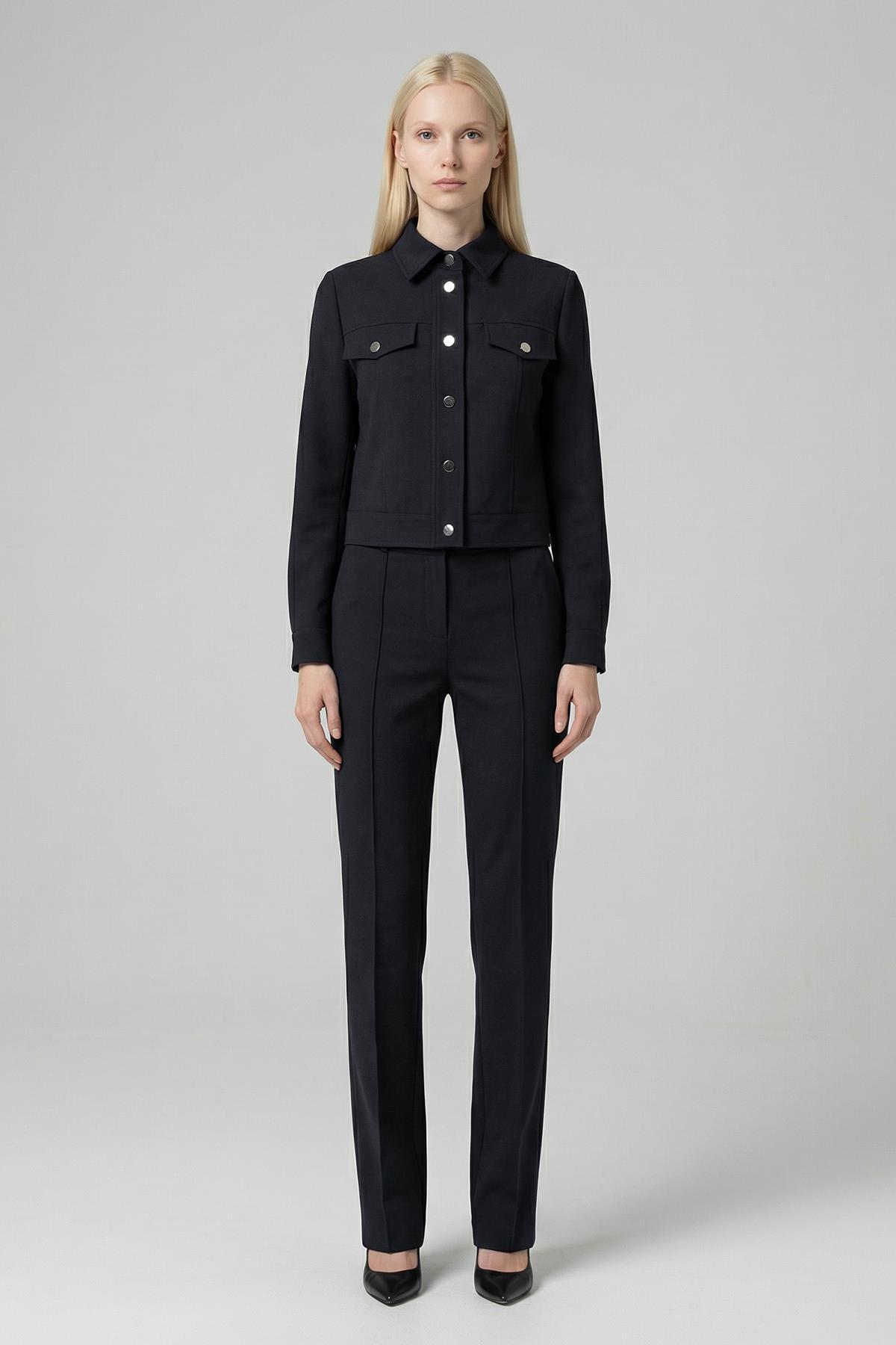 8412A Çıt Çıtlı Ceket Pantolon Takım Siyah - RAYS