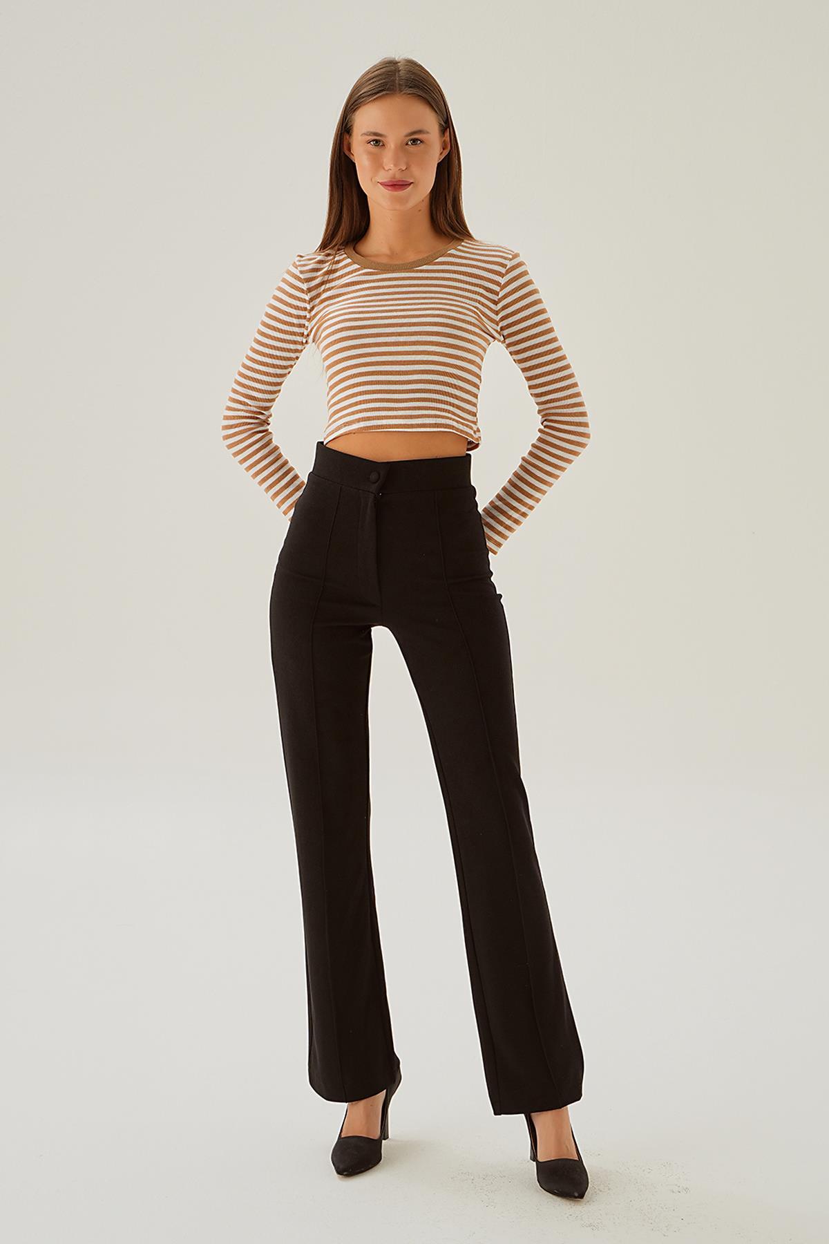 Vizon Çizgili Bisiklet Yaka Bluz 842 - 2