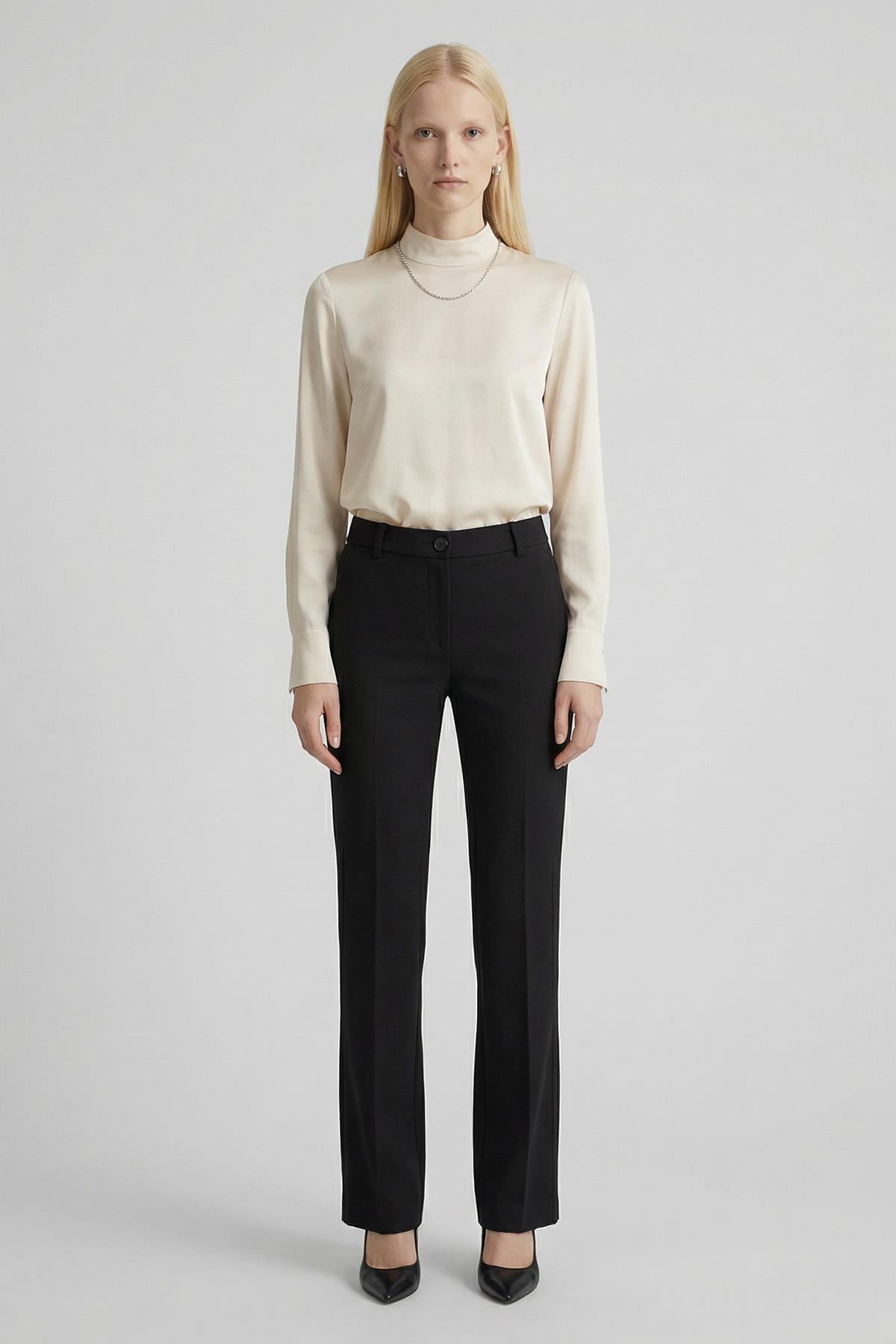 8450A Düğmeli Geniş Paça Pantolon Siyah - RAYS