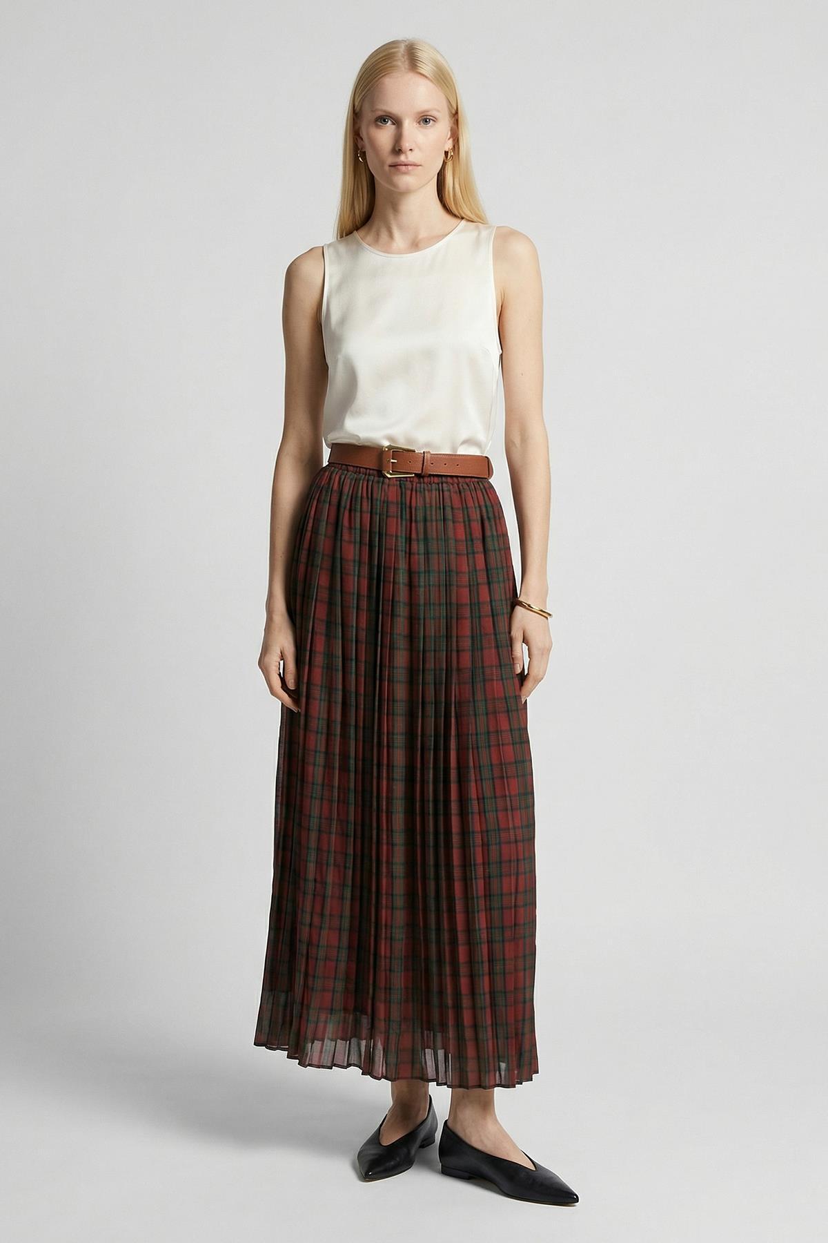 8453A Piliseli Kemerli Etek Mürdüm - RAYS