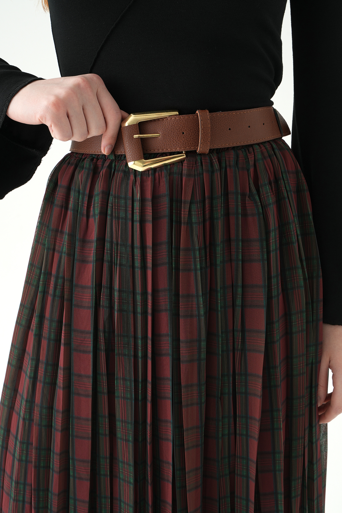 Mürdüm Piliseli Kemerli Etek 8453A - RAYS