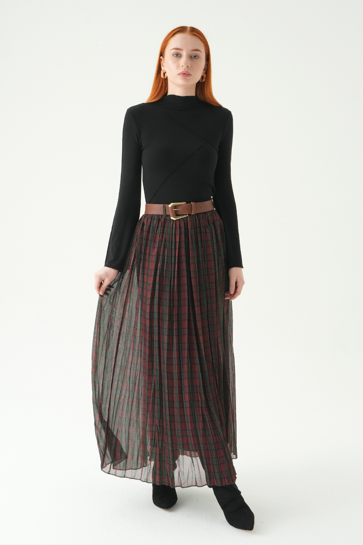 Mürdüm Piliseli Kemerli Etek 8453A - 1