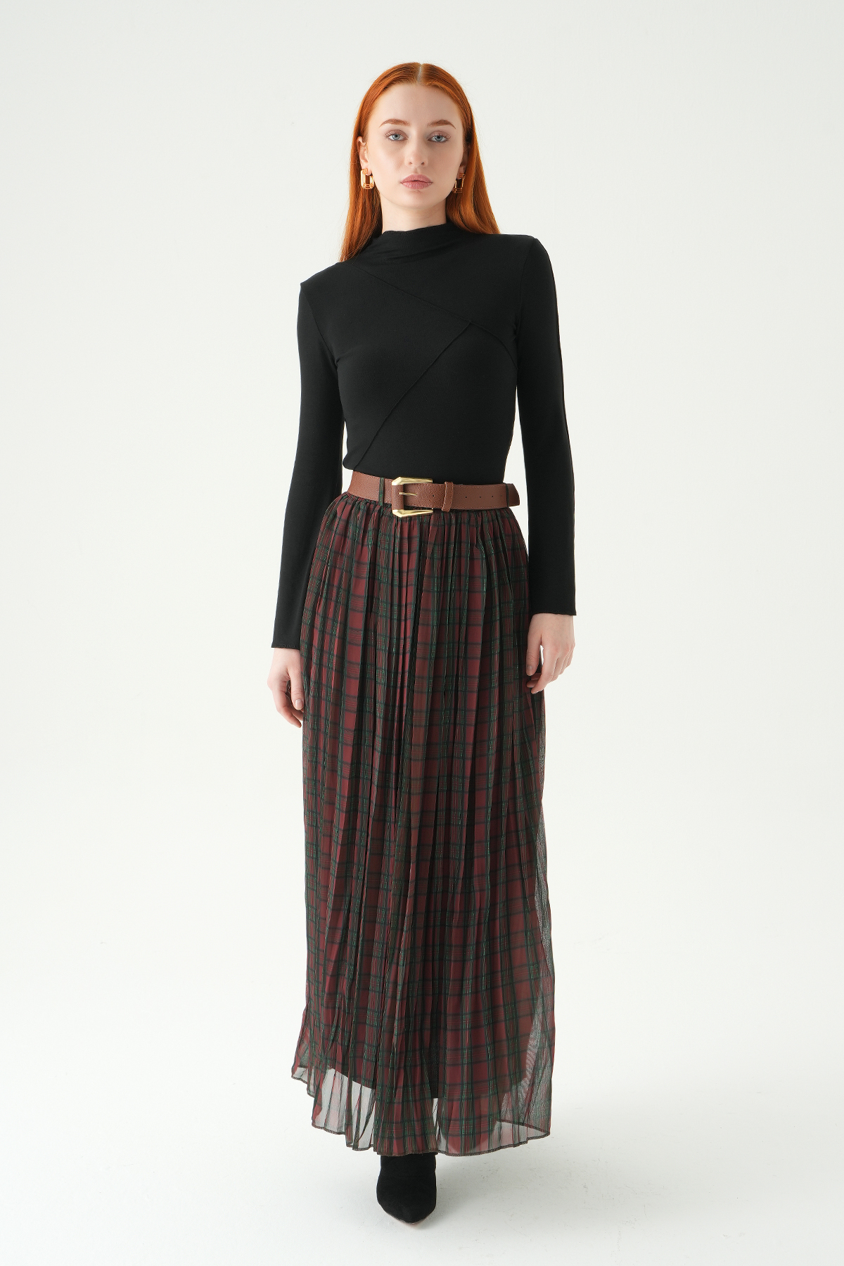 Mürdüm Piliseli Kemerli Etek 8453A - 7