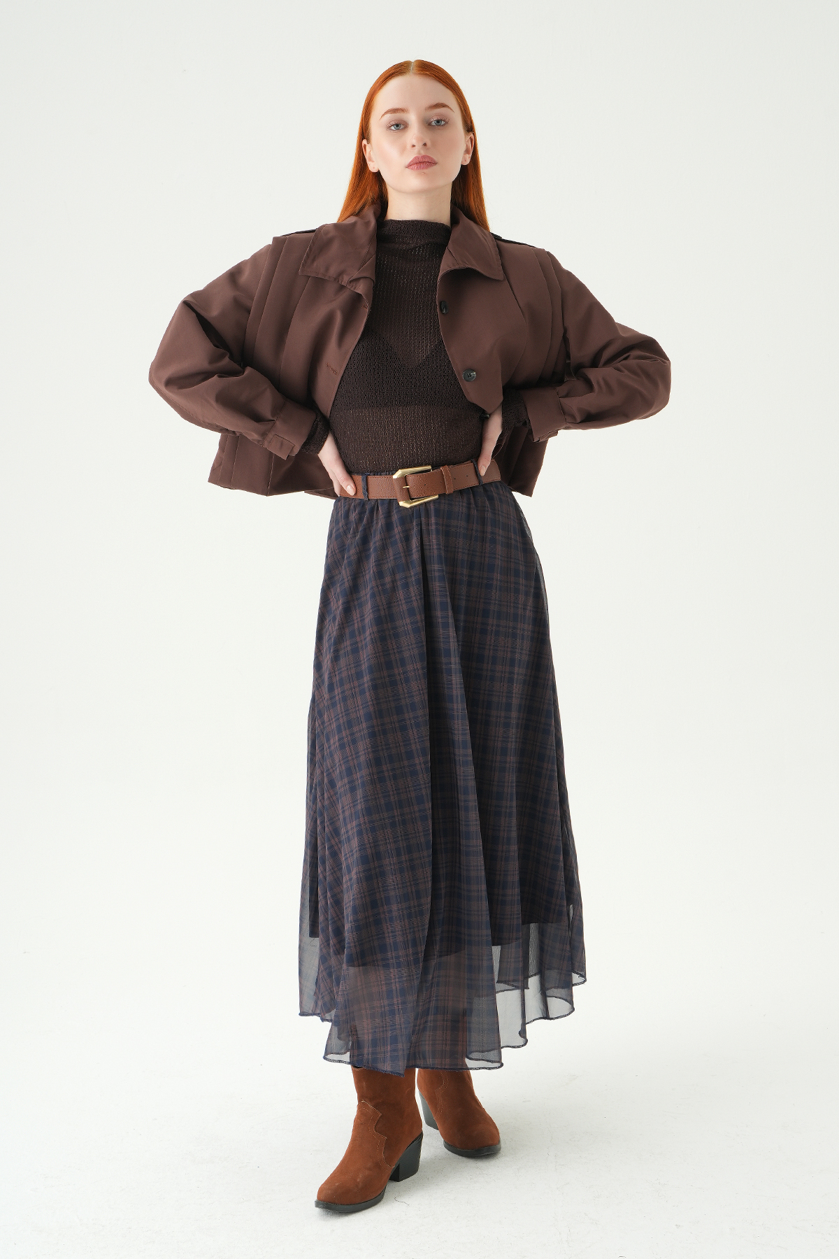 Laci Kemerli Şifon Etek 8458A 