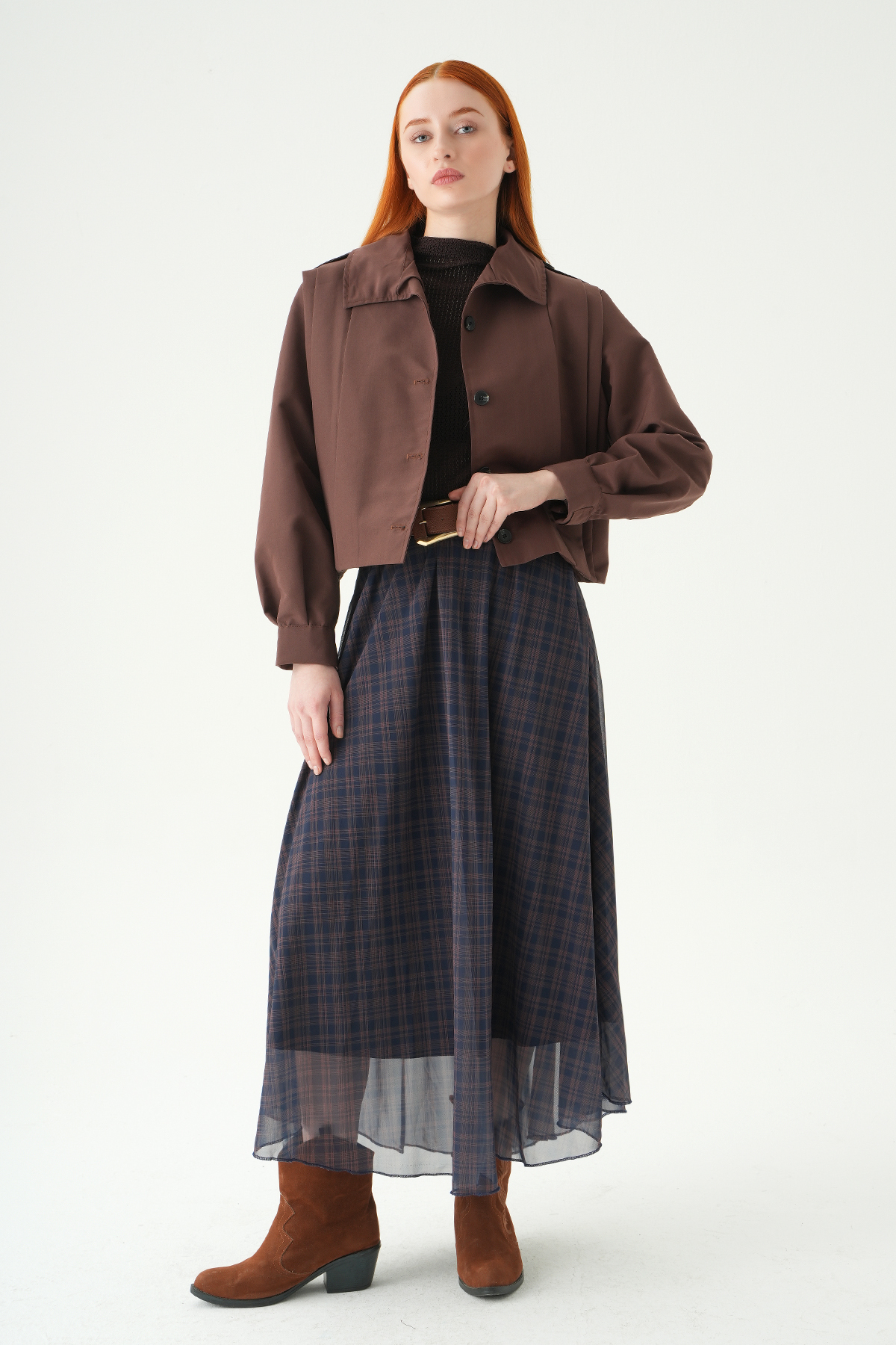 Laci Kemerli Şifon Etek 8458A - 3