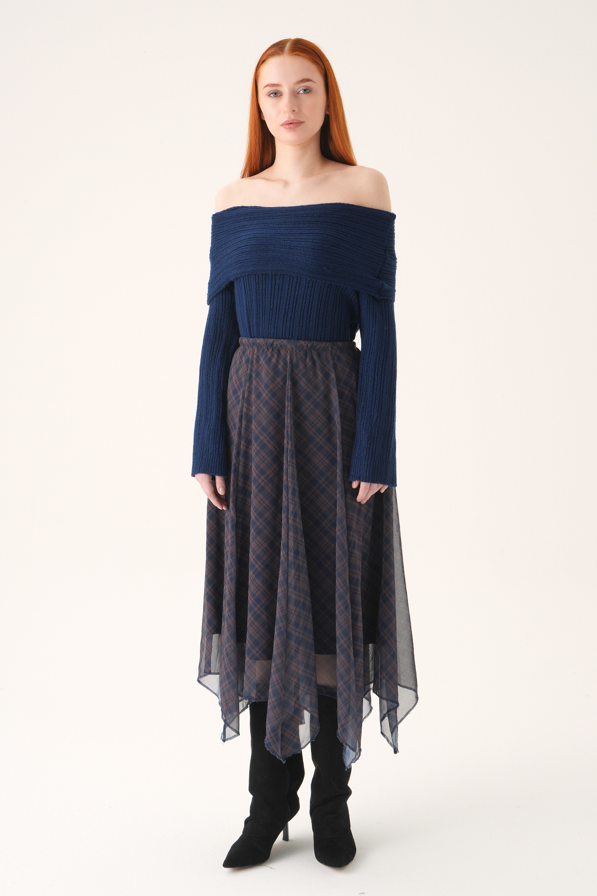 Laci Asimetrik Şifon Etek 8459A - 1