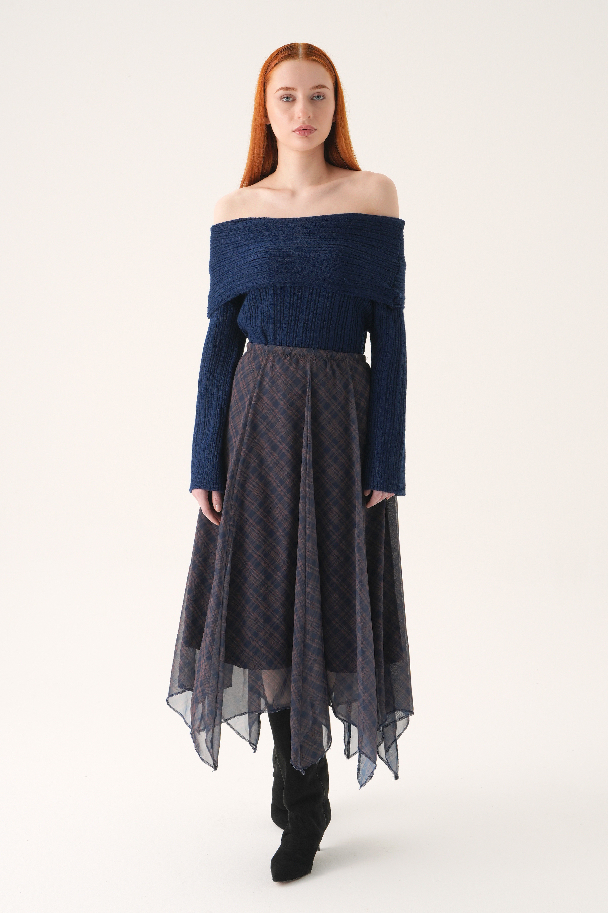 Laci Asimetrik Şifon Etek 8459A - 3