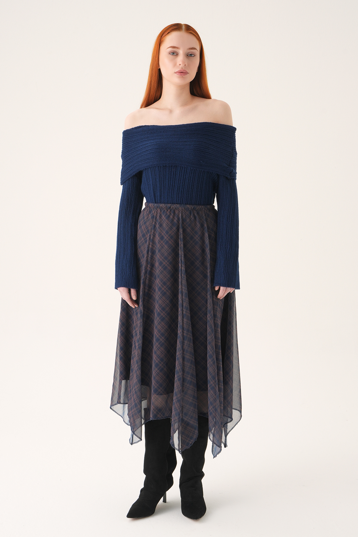 Laci Asimetrik Şifon Etek 8459A - 7