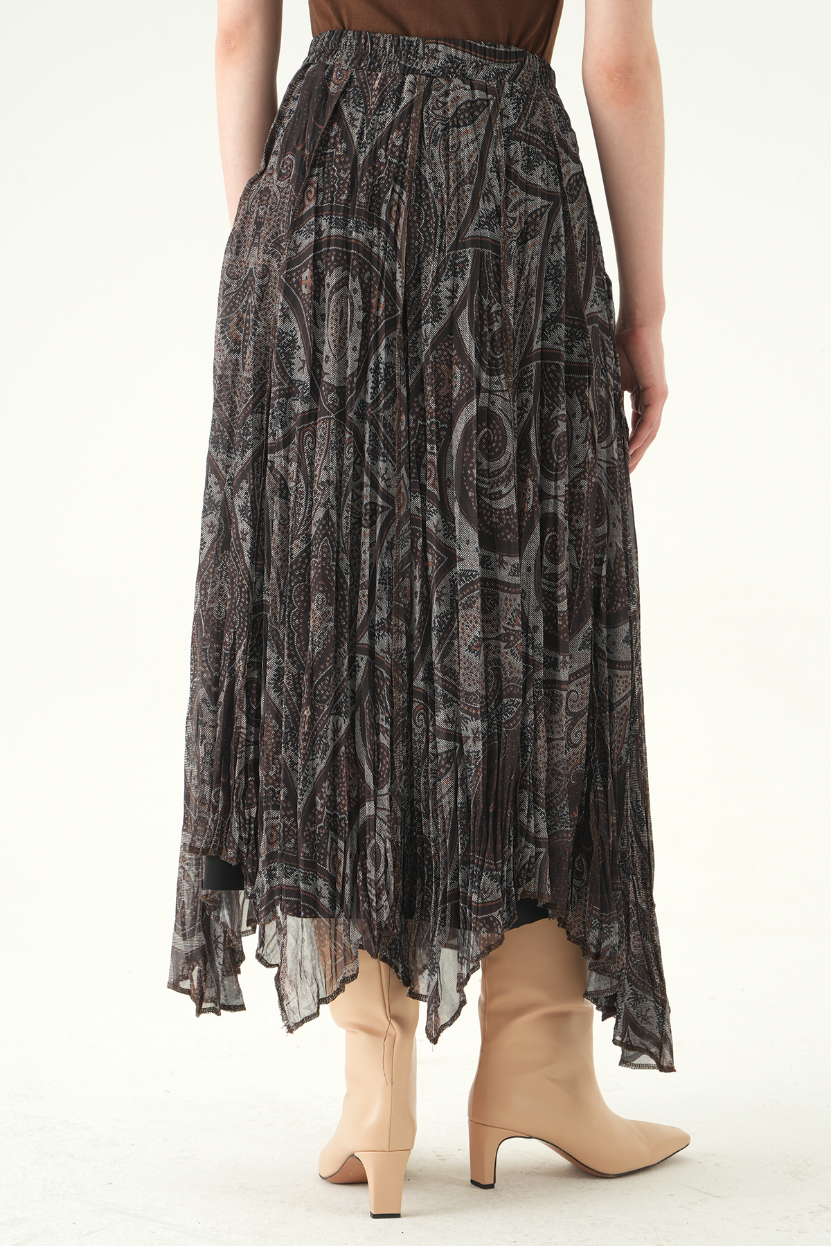 8461A Desenli Etek Kahve - 5