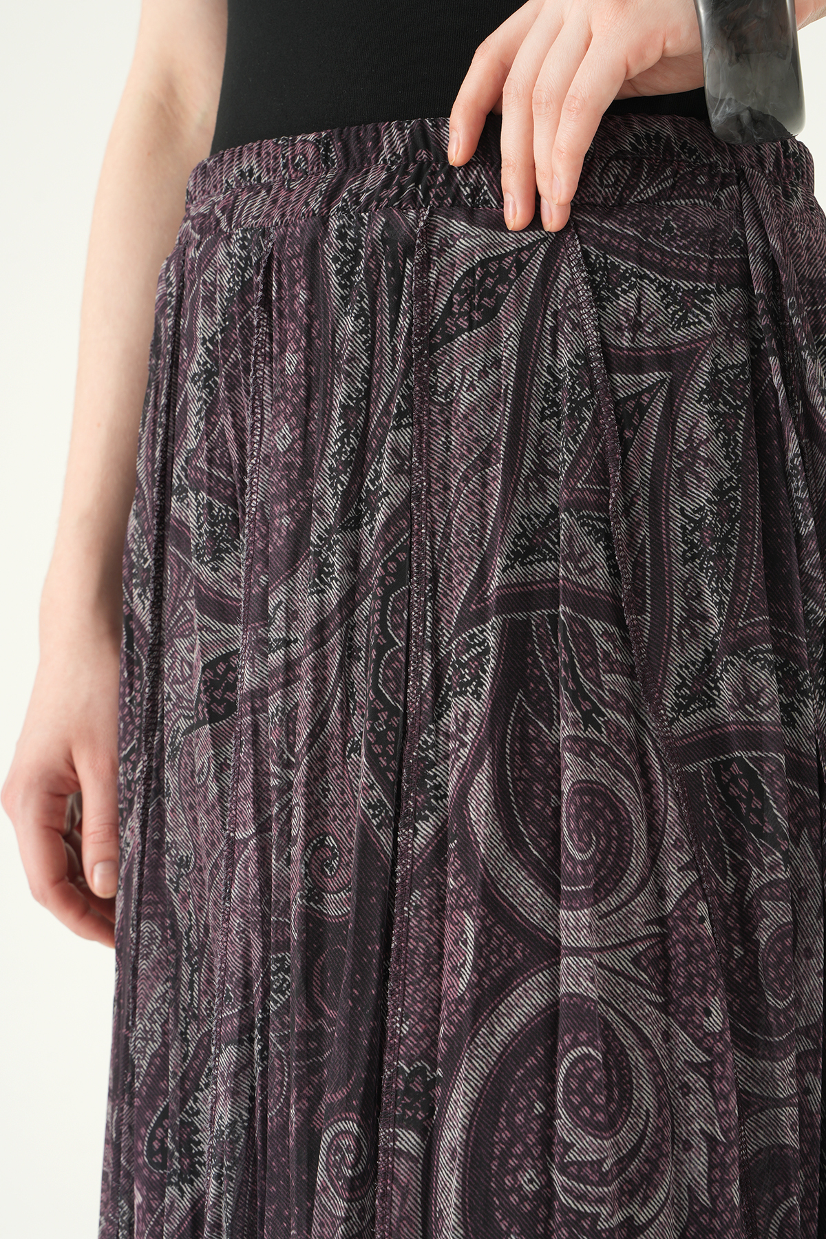 8461A Desenli Etek Mürdüm - 4