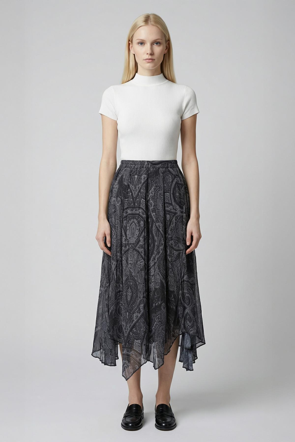 8461A Desenli Etek Siyah - RAYS