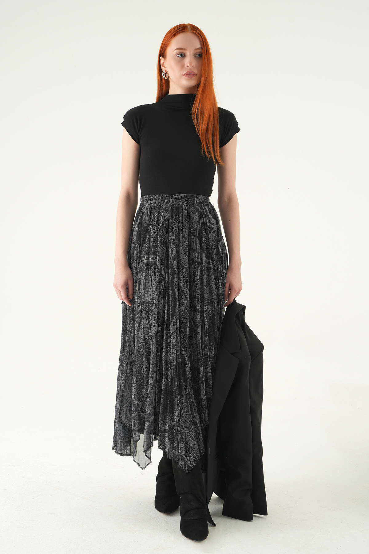 8461A Desenli Etek Siyah - 3