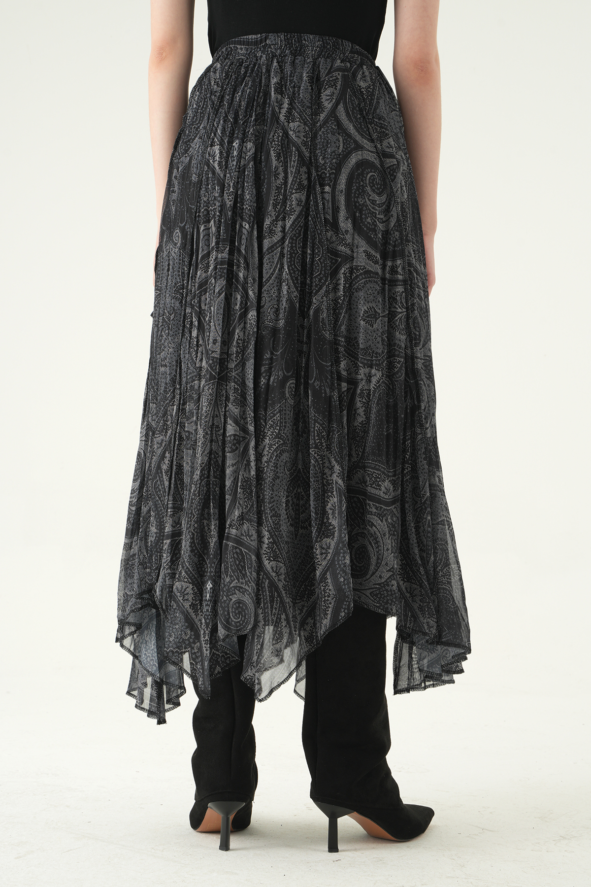 8461A Desenli Etek Siyah - 5