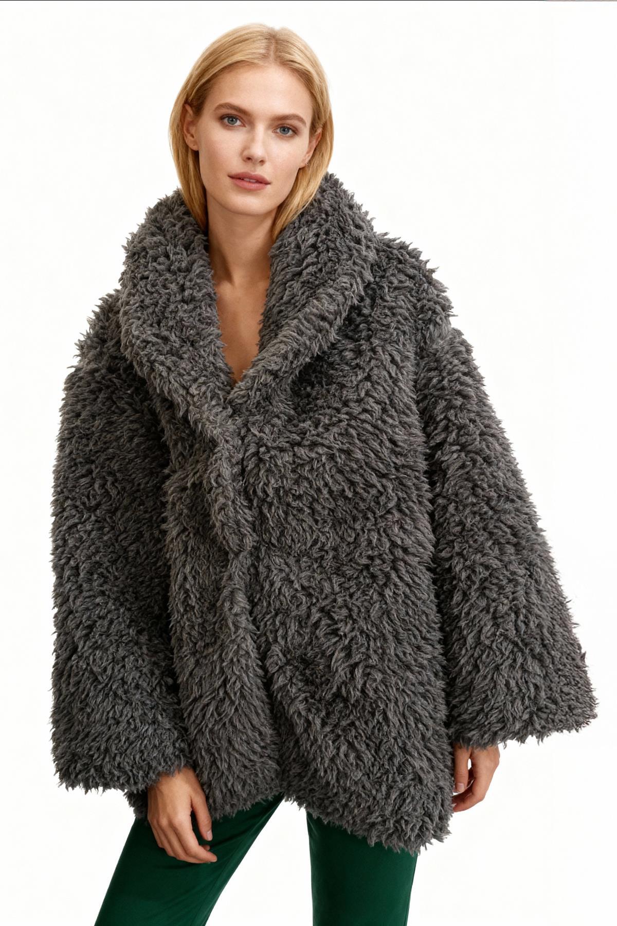 8471 Çıt Çıtlı Uzun Kol Kaban Antrasit - 1