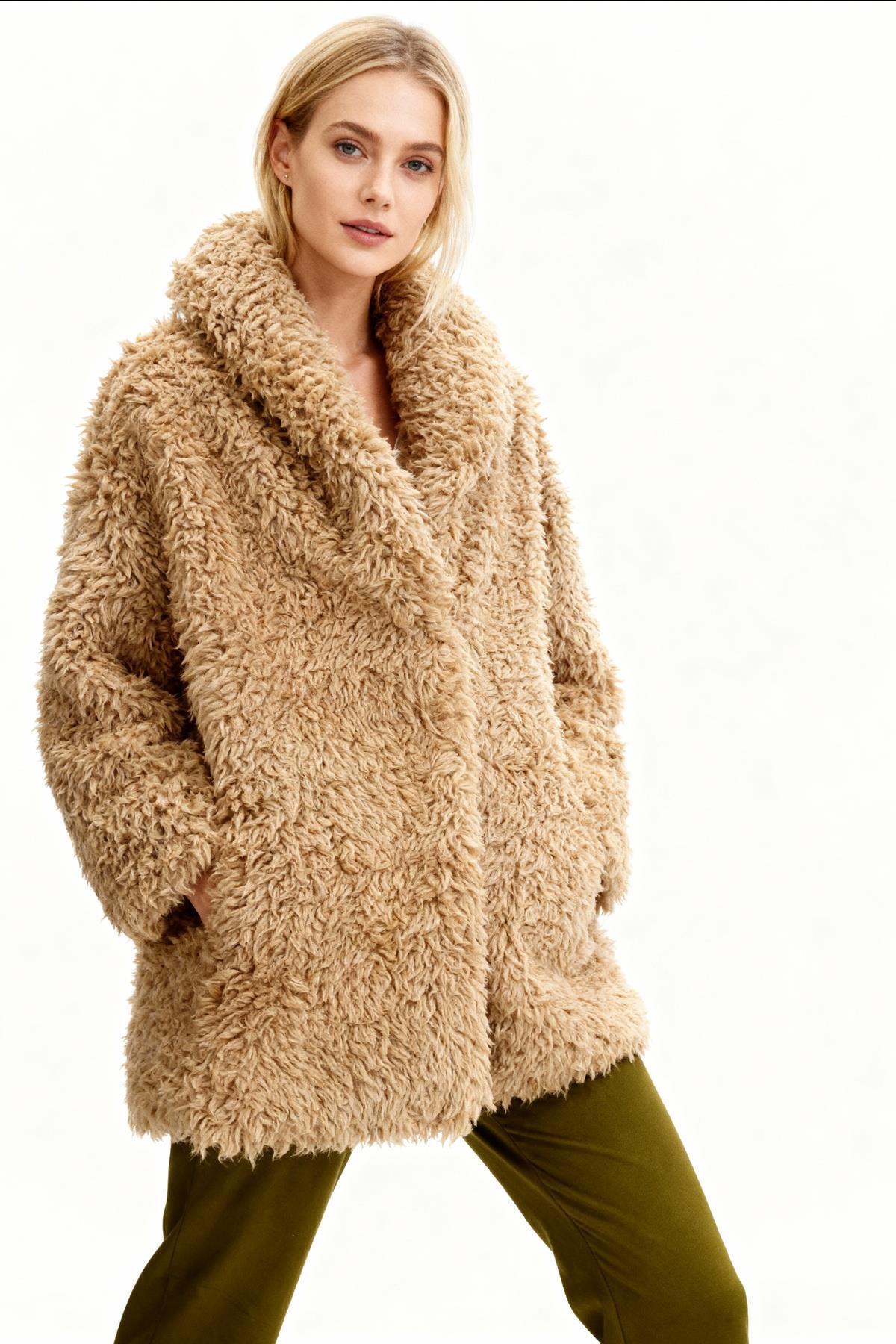 8471 Çıt Çıtlı Uzun Kol Kaban Camel - RAYS