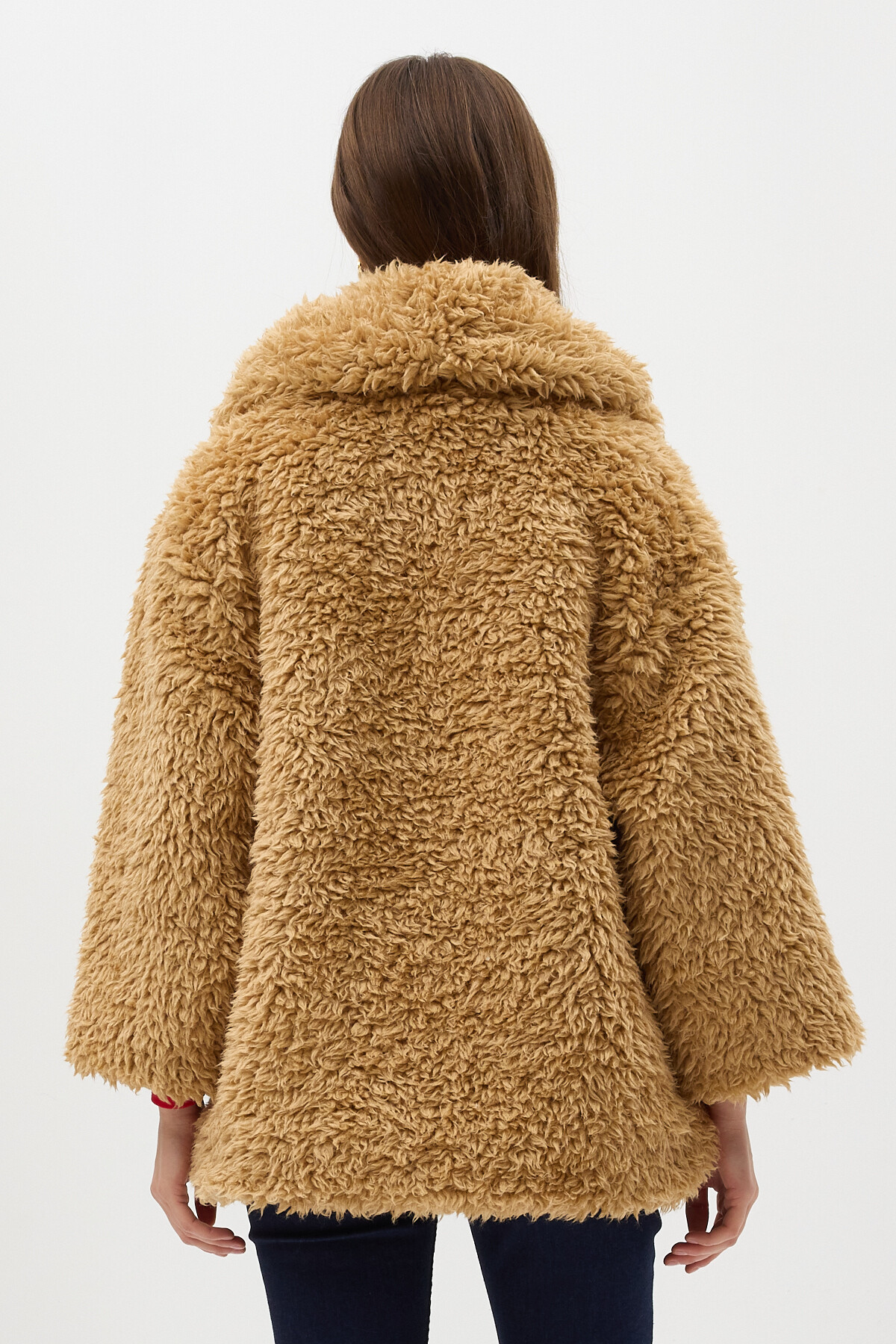 Camel Çıt Çıtlı Peluş Kadın Kaban 8471 - 5