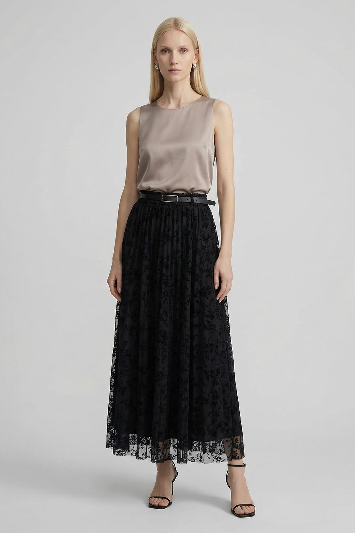 8471A Kemerl Flok Desen Etek Siyah - RAYS