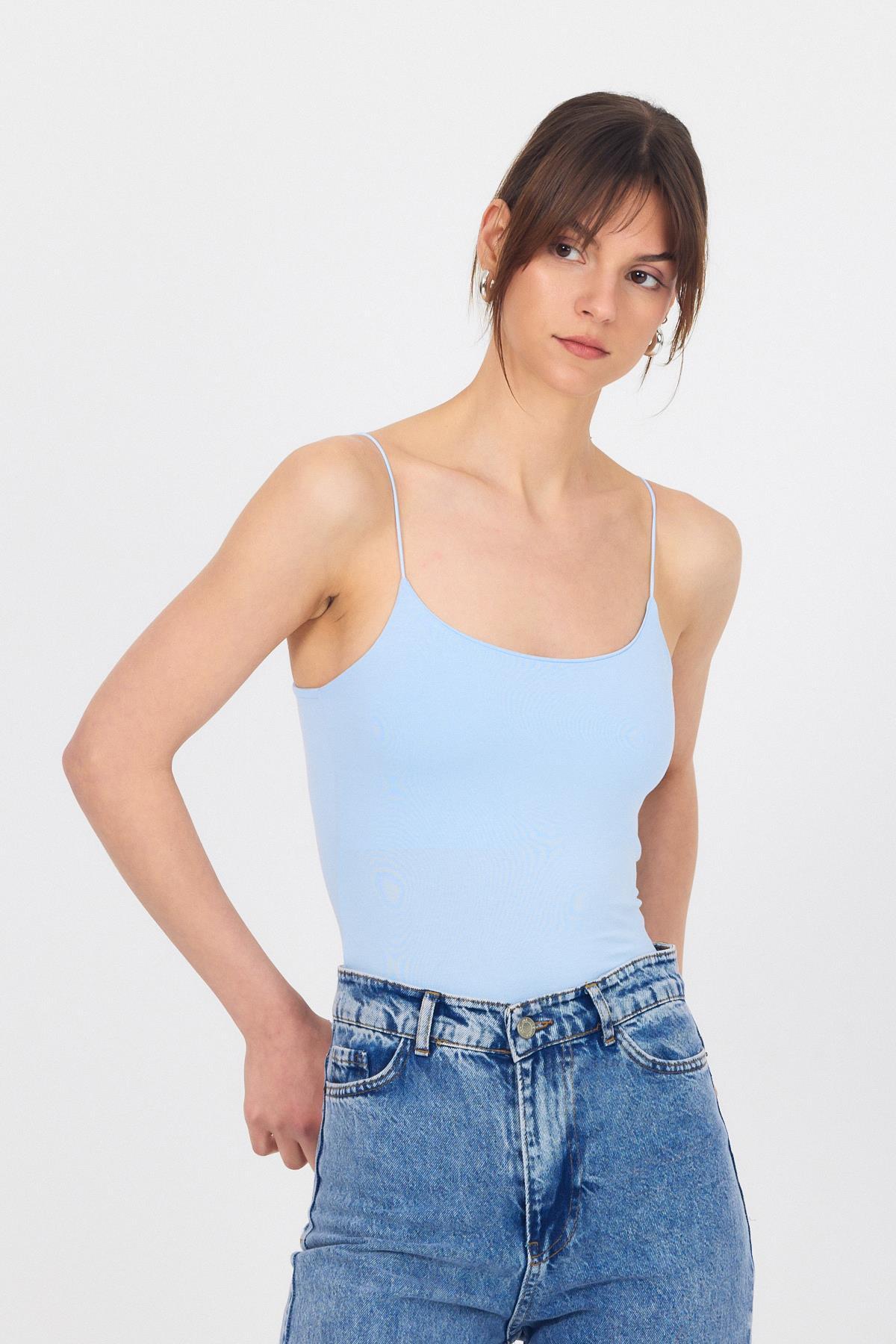 Bebe Mavi İnce Askılı Basic Atlet 848 