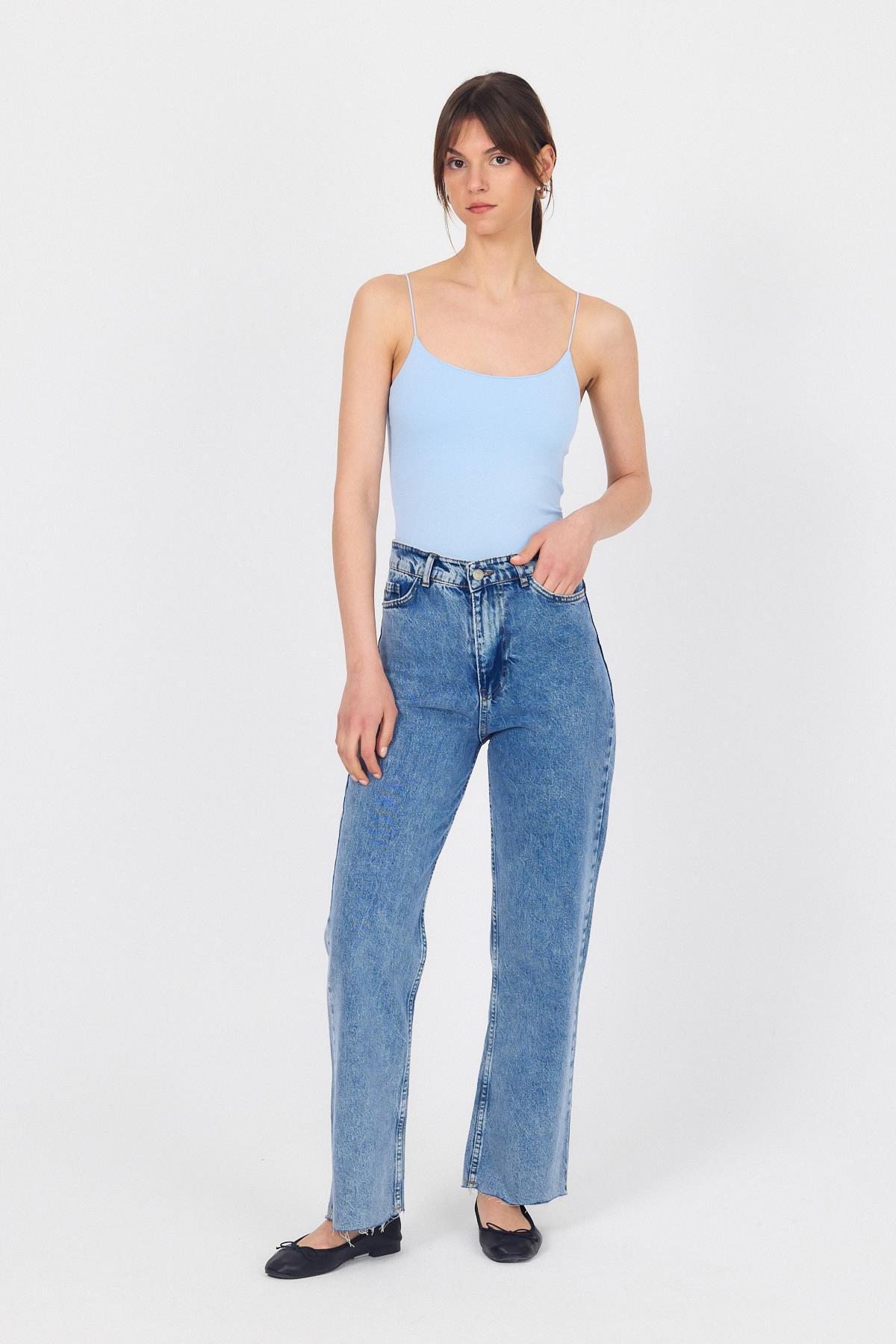 Bebe Mavi İnce Askılı Basic Atlet 848 - 3