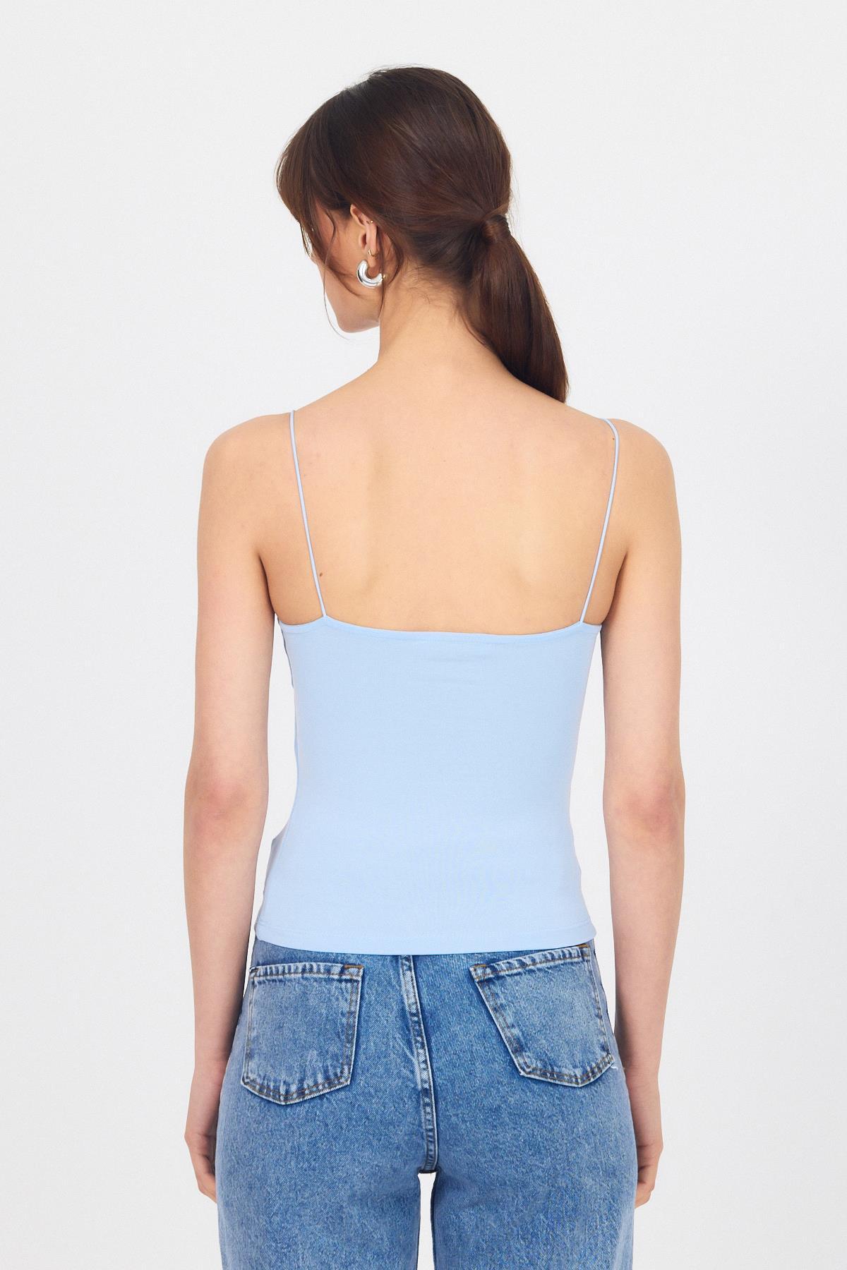 Bebe Mavi İnce Askılı Basic Atlet 848 - 5