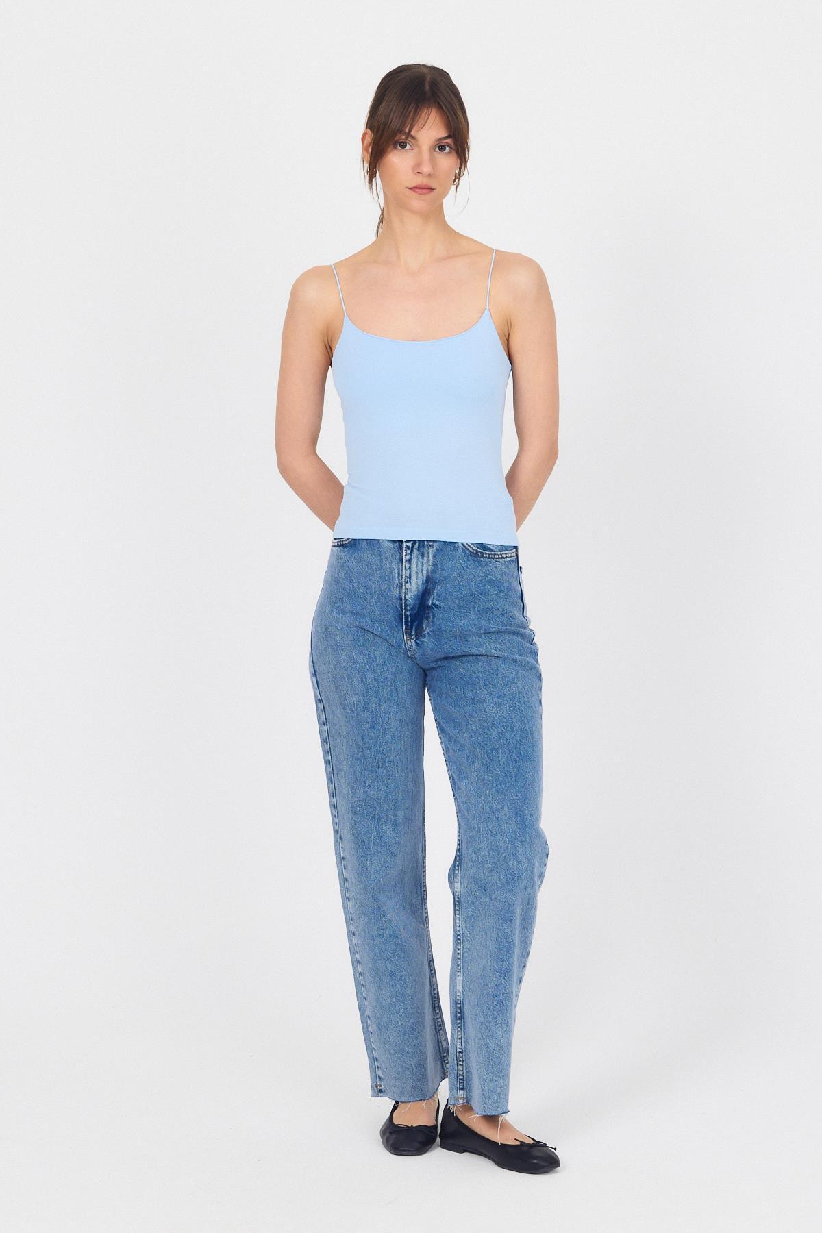 Bebe Mavi İnce Askılı Basic Atlet 848 - 8