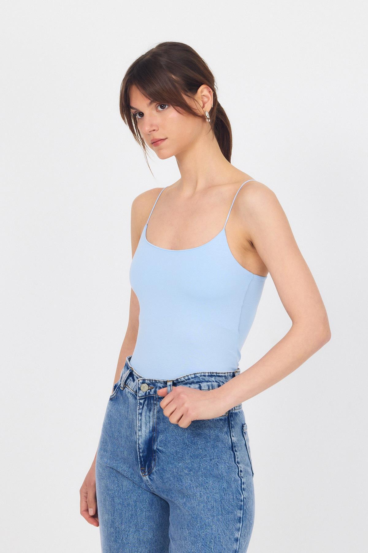 Bebe Mavi İnce Askılı Basic Atlet 848 - 6
