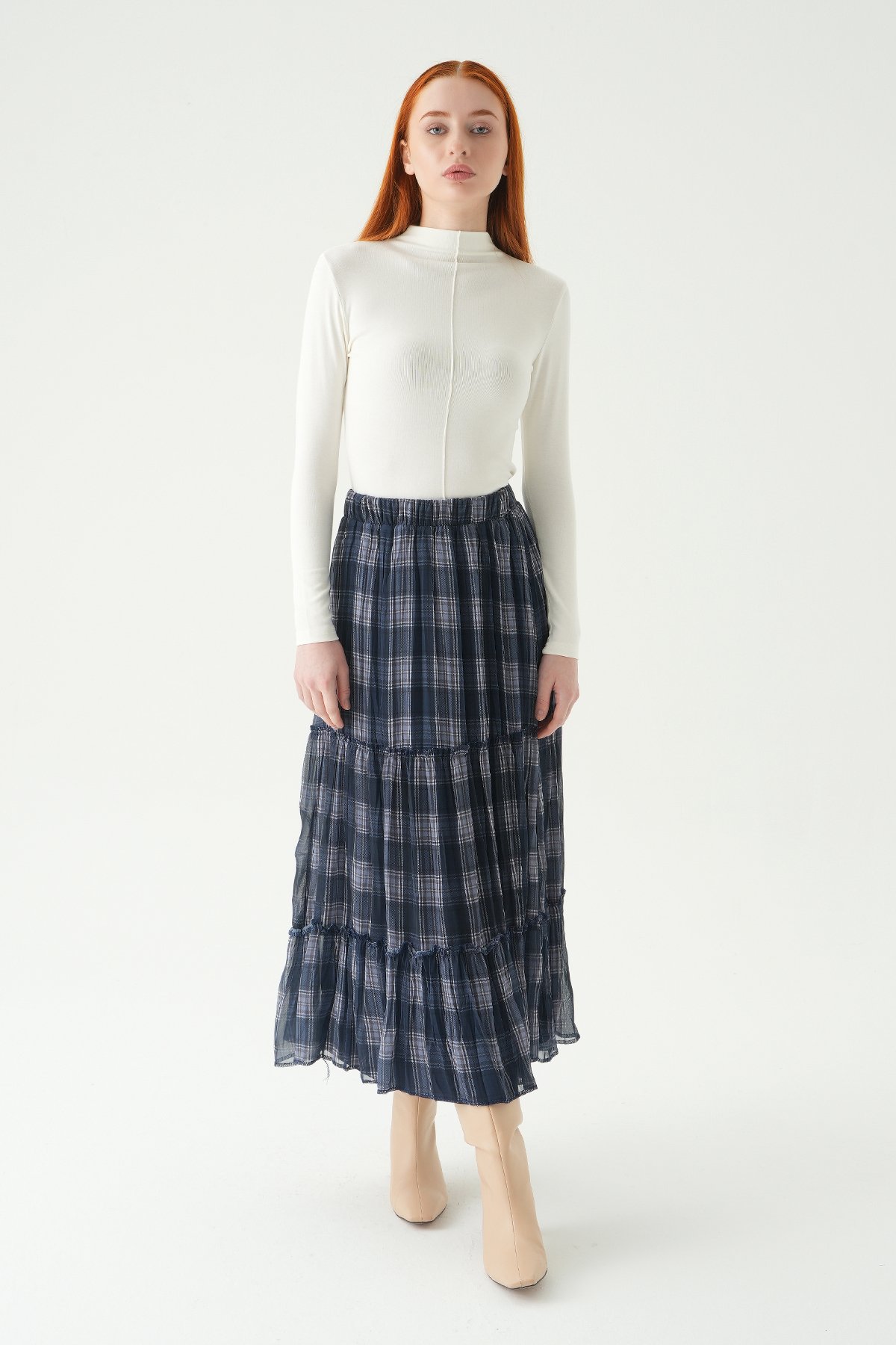 Laci Bel Lastikli Desenli Etek 8483A - 1