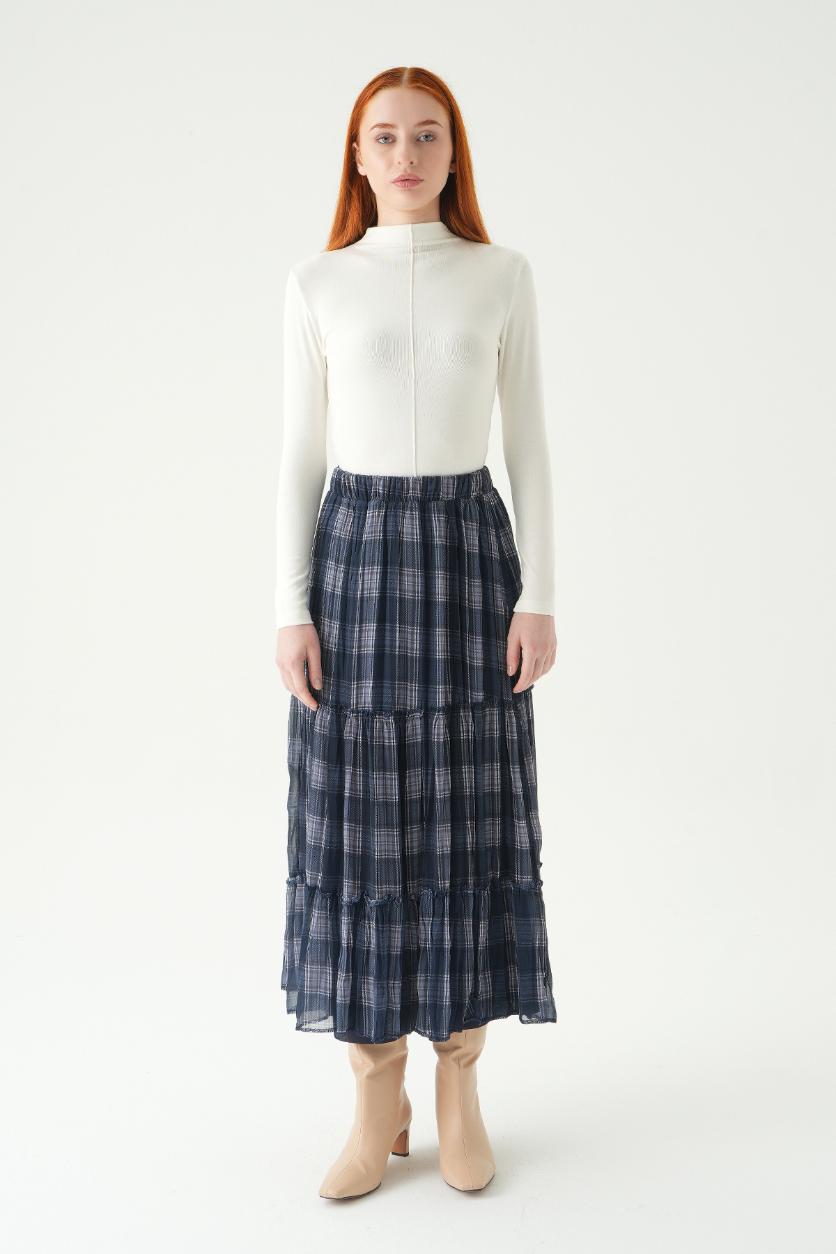 Laci Bel Lastikli Desenli Etek 8483A - 2