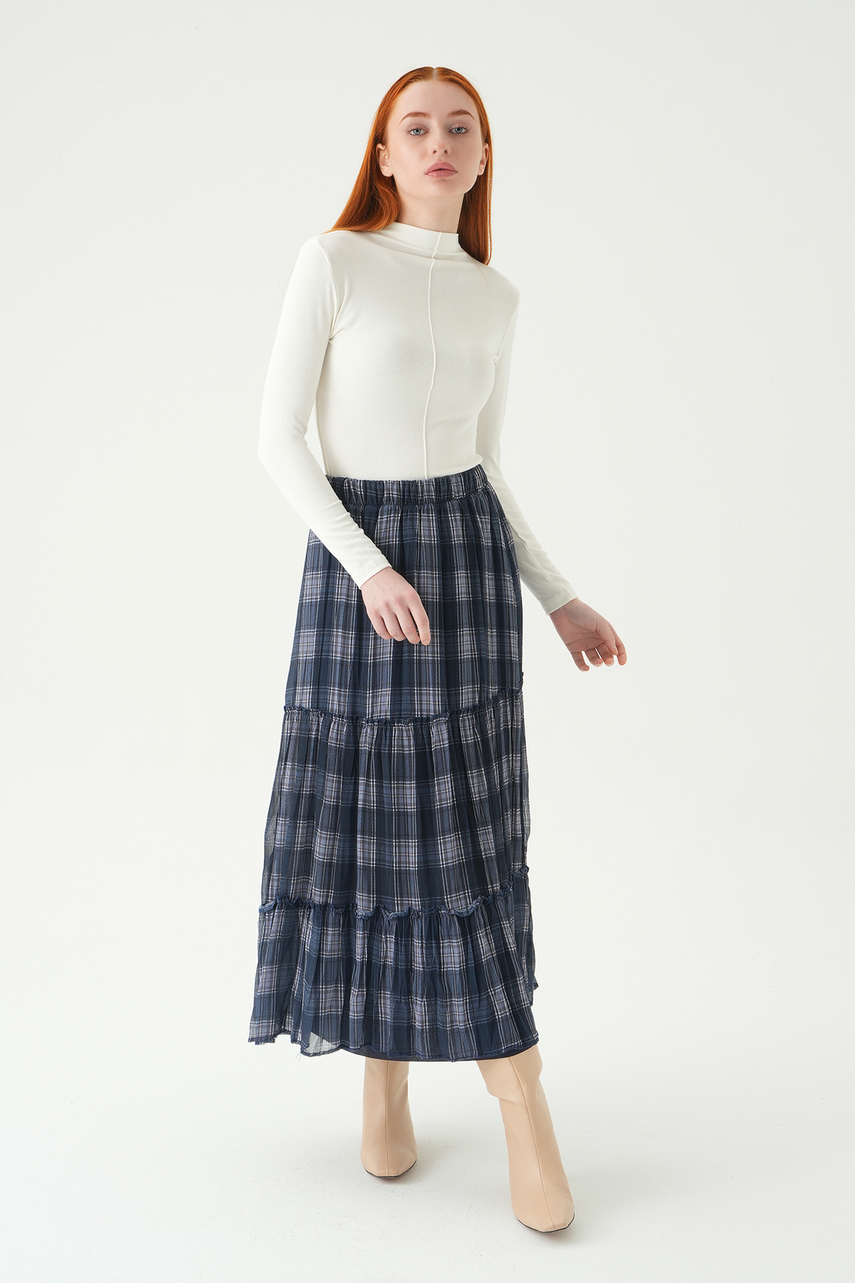 Laci Bel Lastikli Desenli Etek 8483A - 3