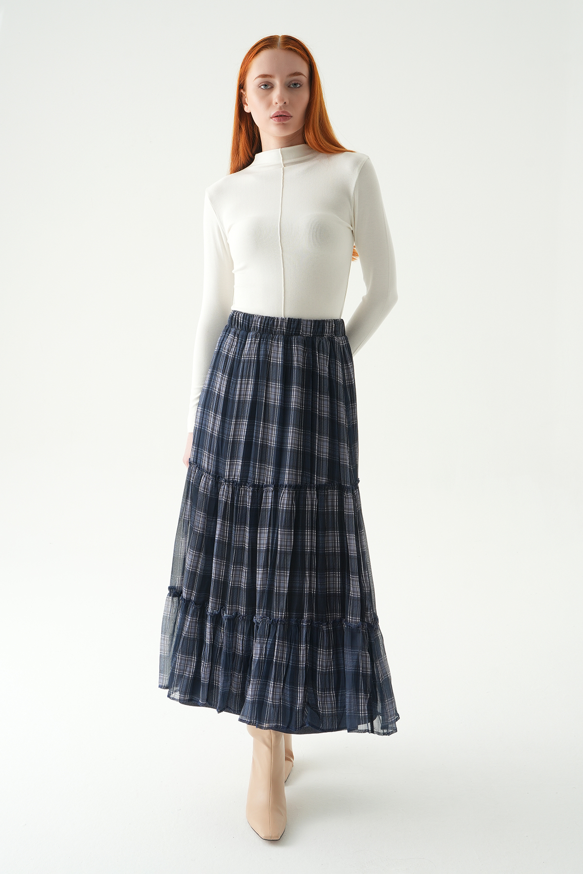 Laci Bel Lastikli Desenli Etek 8483A - 6