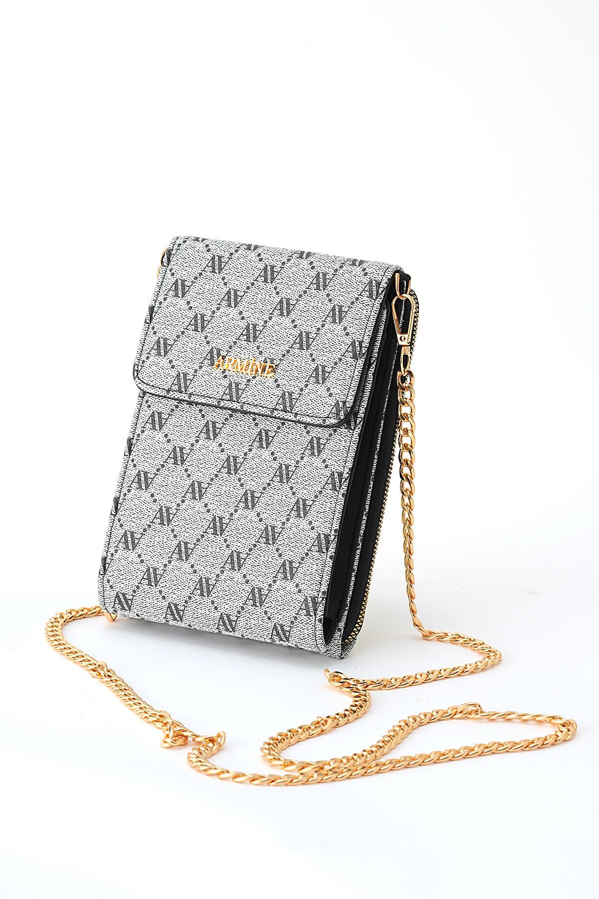 8501 Nokta Detay Omuz Çantası Gri 