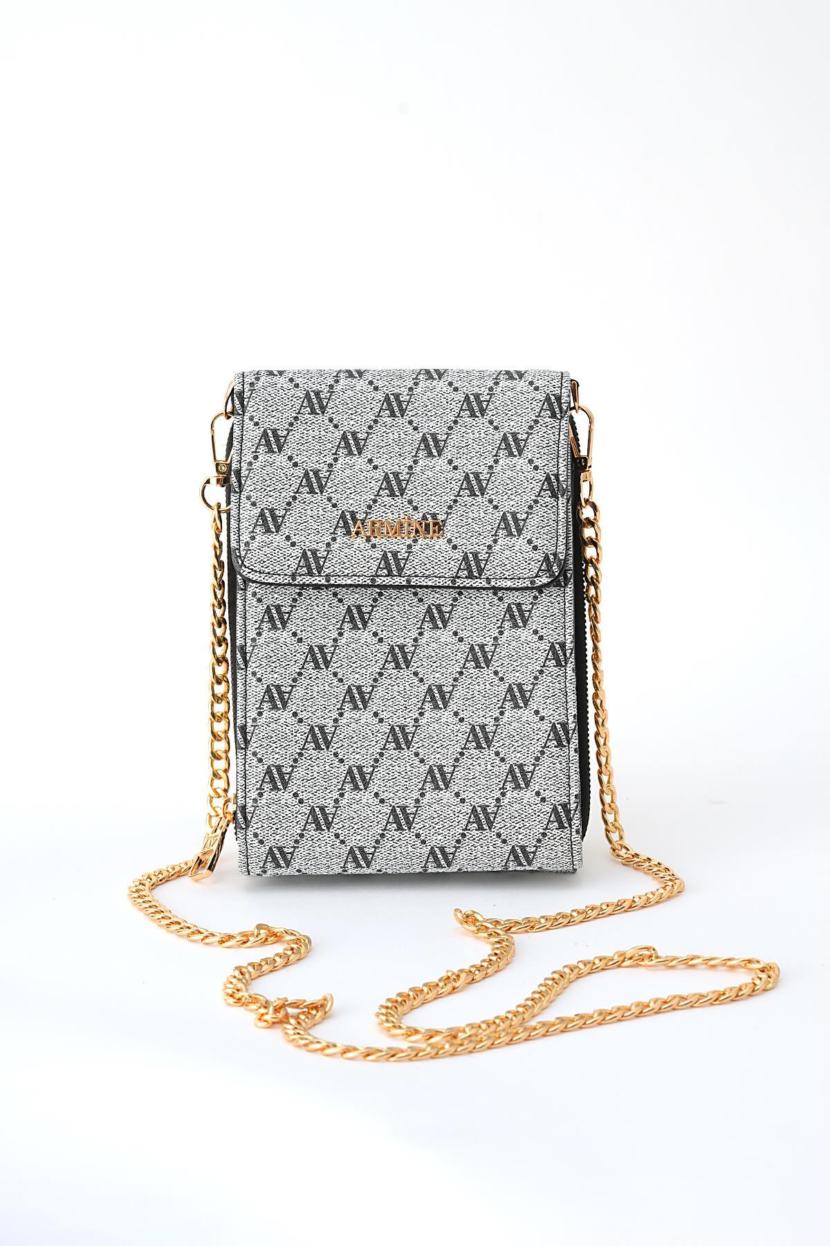 Gri Nokta Detay Omuz Çantası 8501 - 5