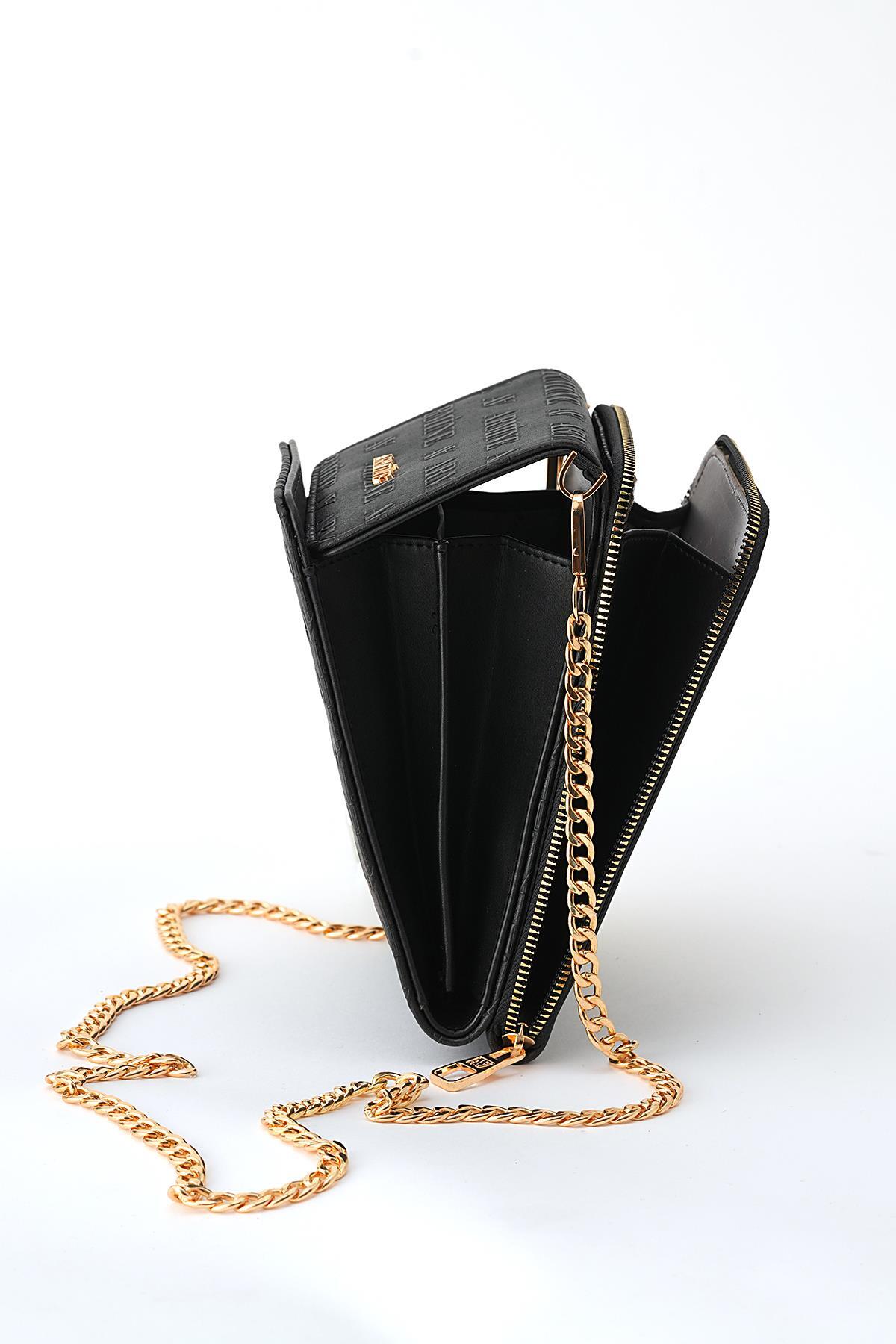 Siyah Lazer Detay Omuz Çantası 8502 - 4