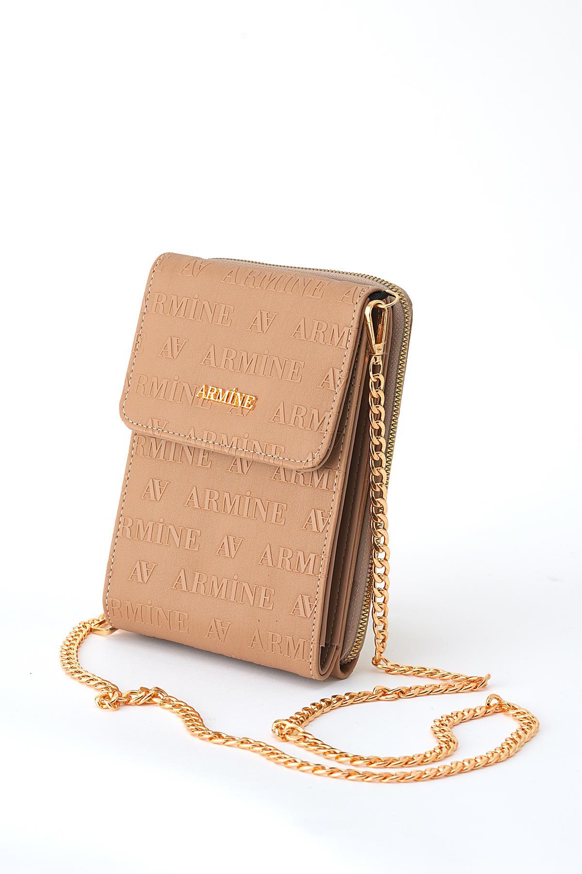 8502 Lazer Detay Omuz Çantası Vizon 